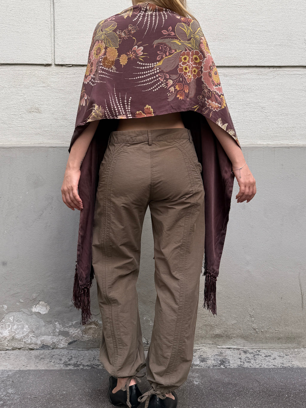Vintage 100% Silk Fringe/Tassel Shawl