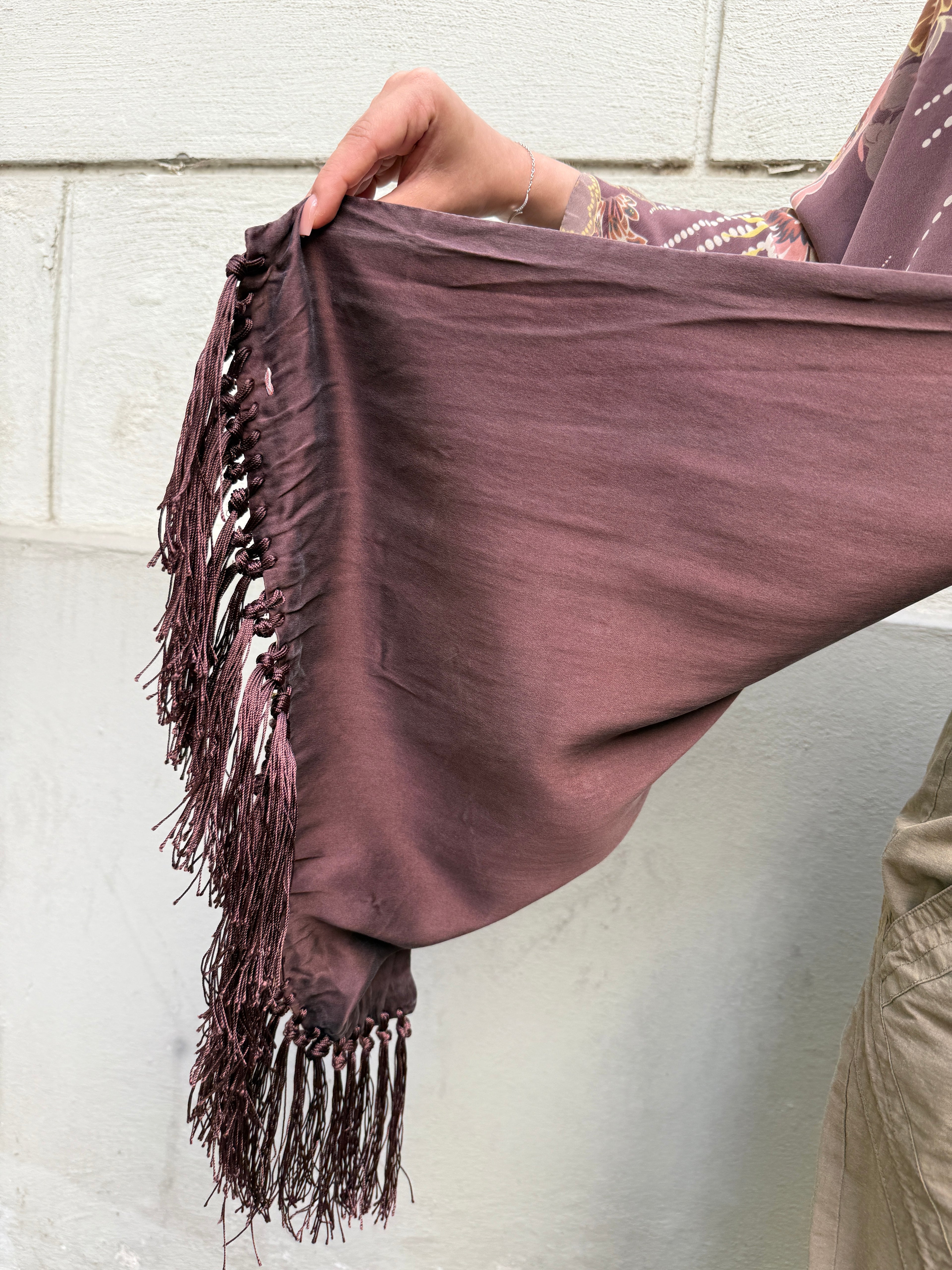 Vintage 100% Silk Fringe/Tassel Shawl
