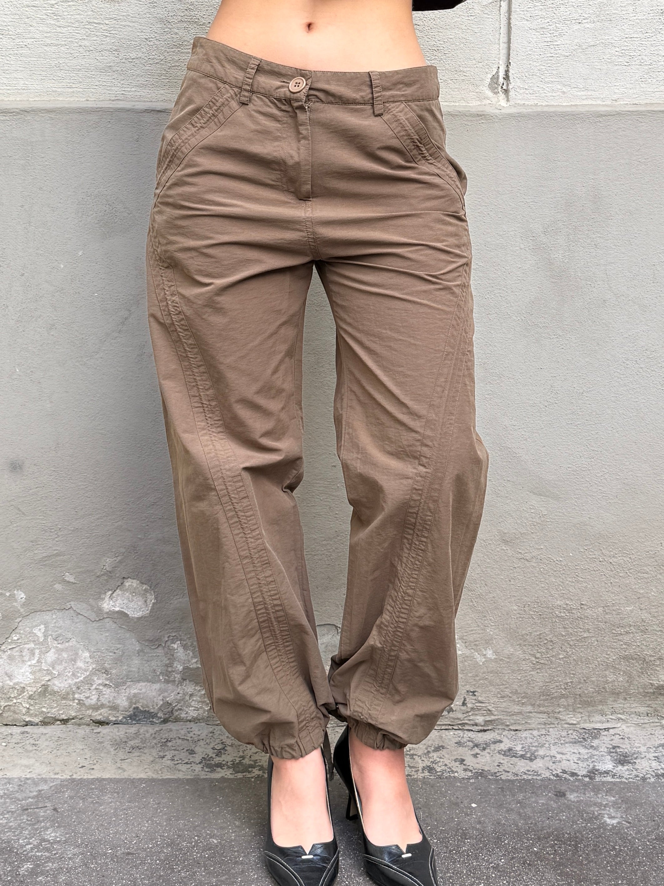 Vintage 100% Cotton Dark Khaki Bubble Capri Pants XS/S