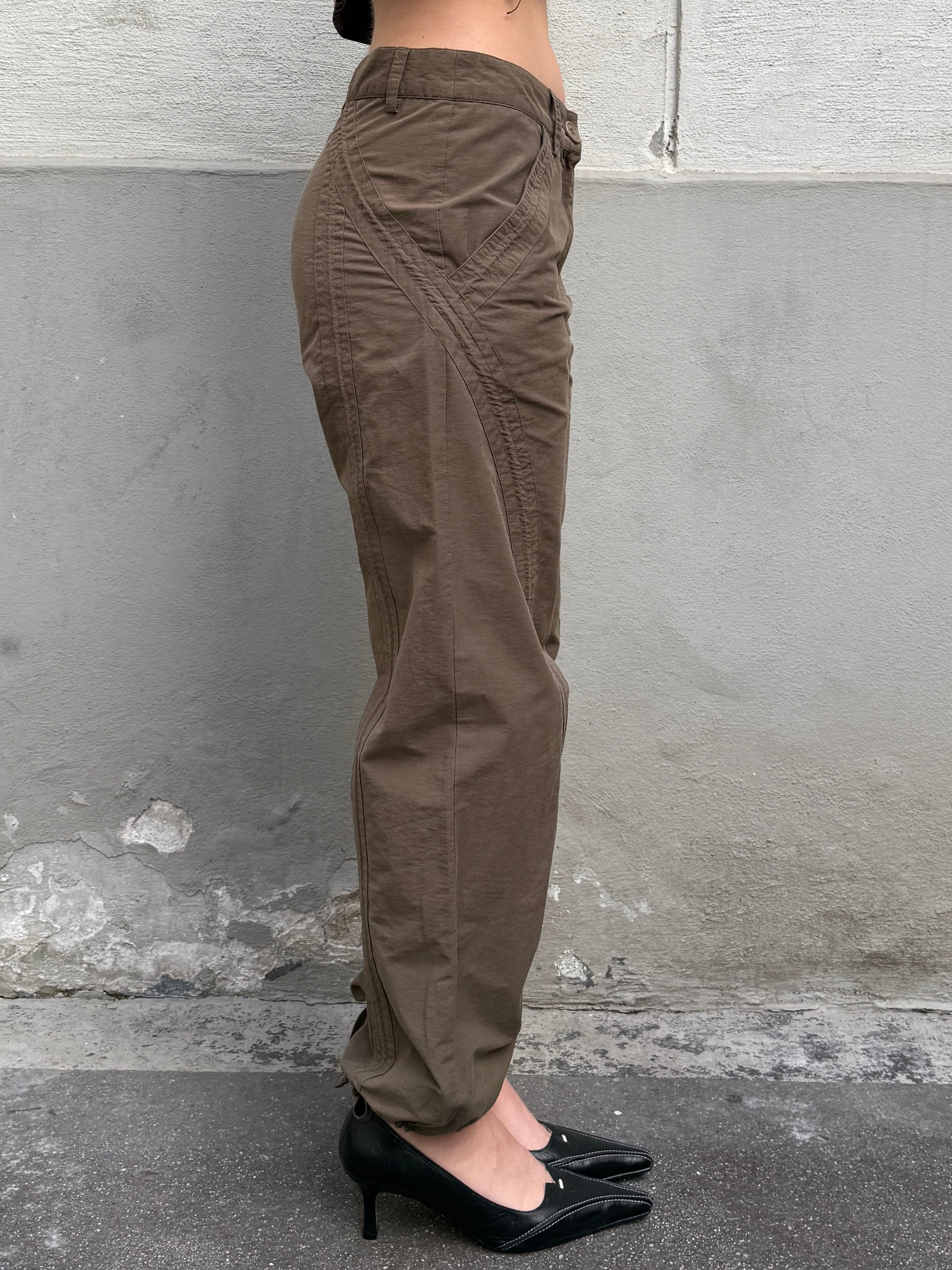 Vintage 100% Cotton Dark Khaki Bubble Capri Pants XS/S
