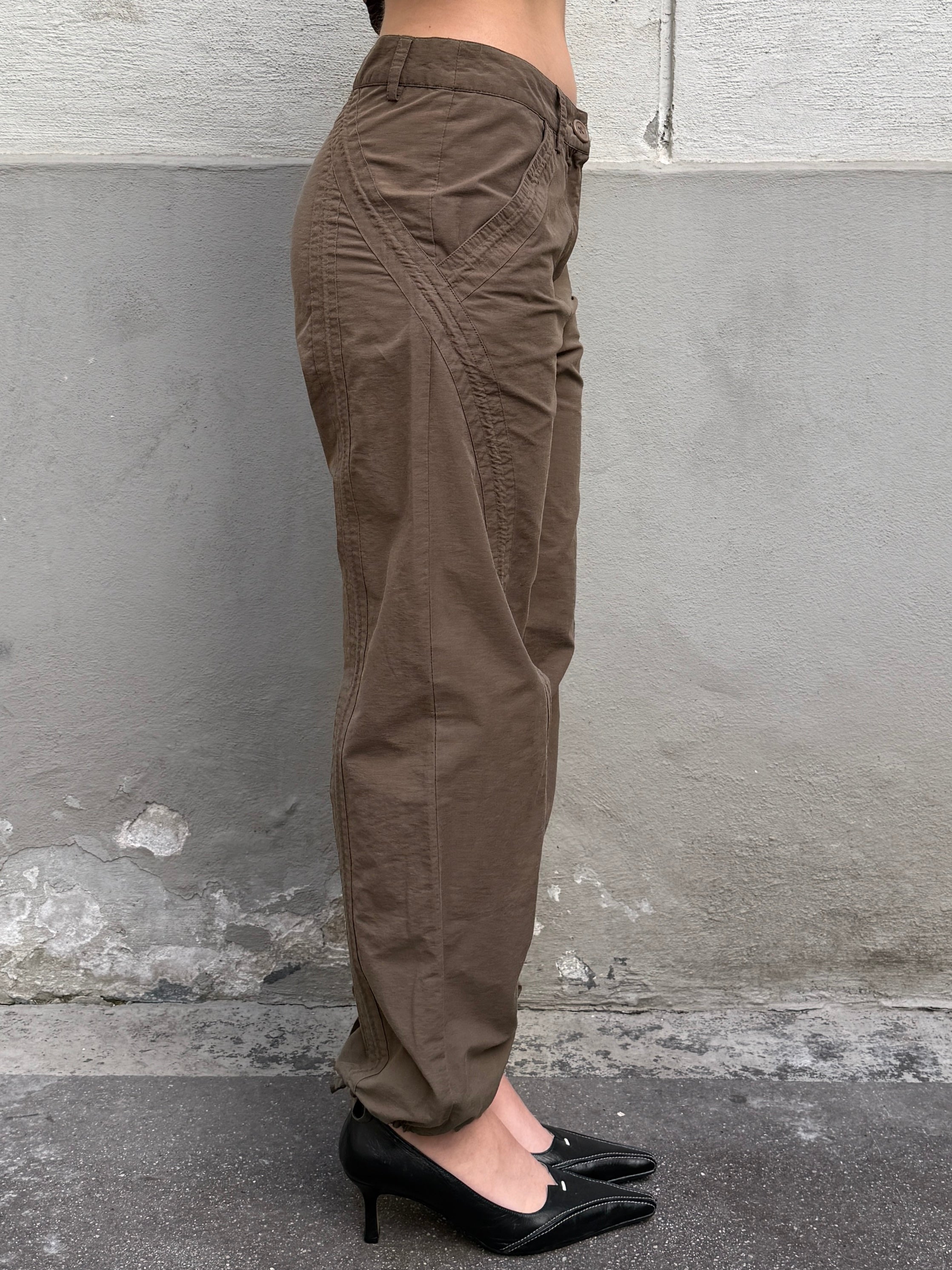 Vintage 100% Cotton Dark Khaki Bubble Capri Pants XS/S
