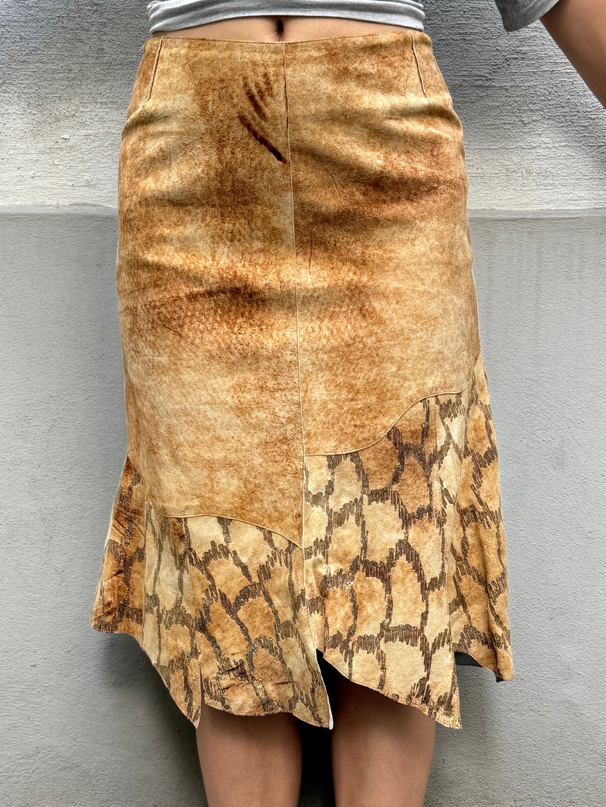 Vintage Y2K 100% Genuine Leather Avant Garde Skirt S