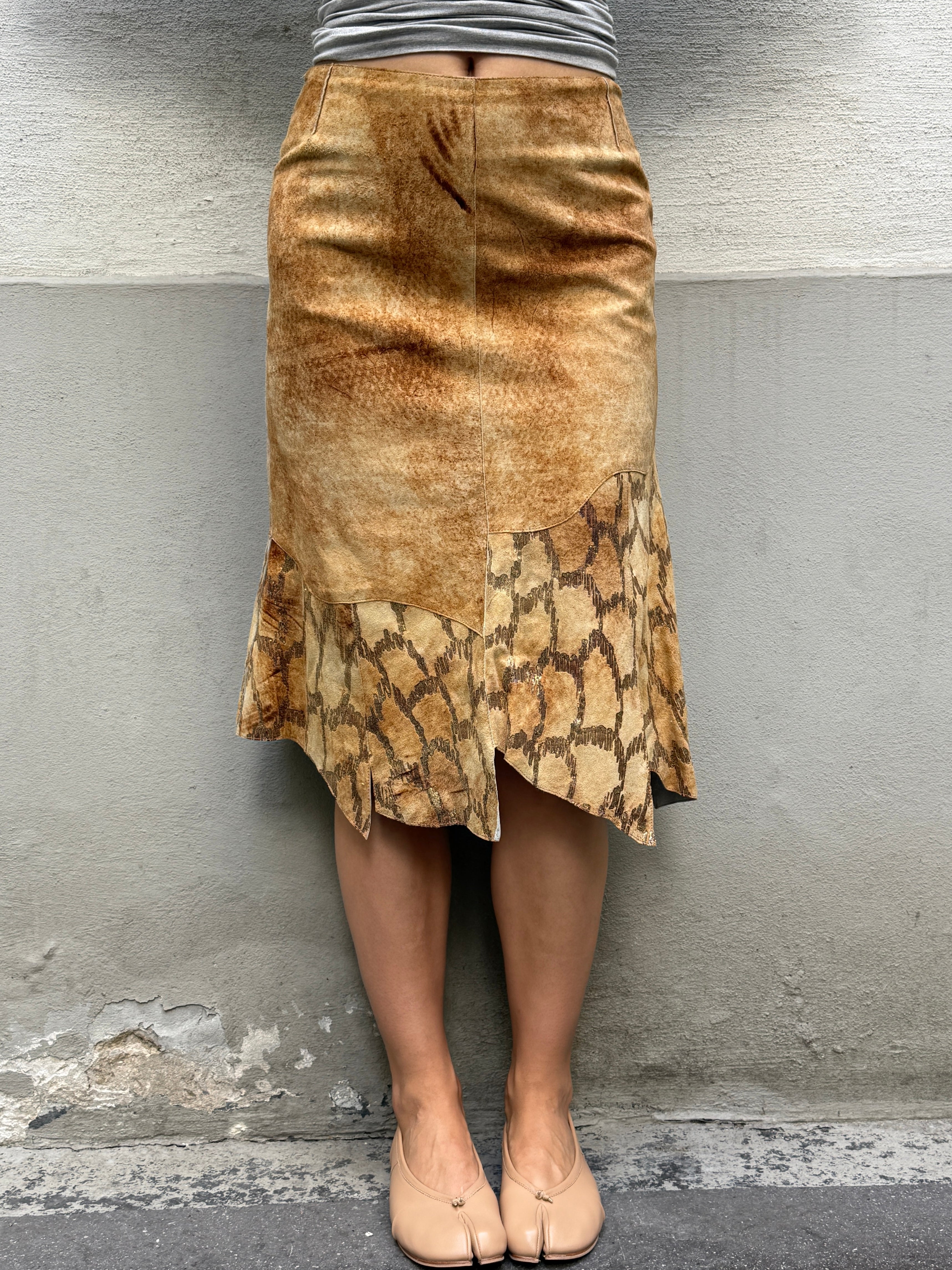 Vintage Y2K 100% Genuine Leather Avant Garde Skirt S