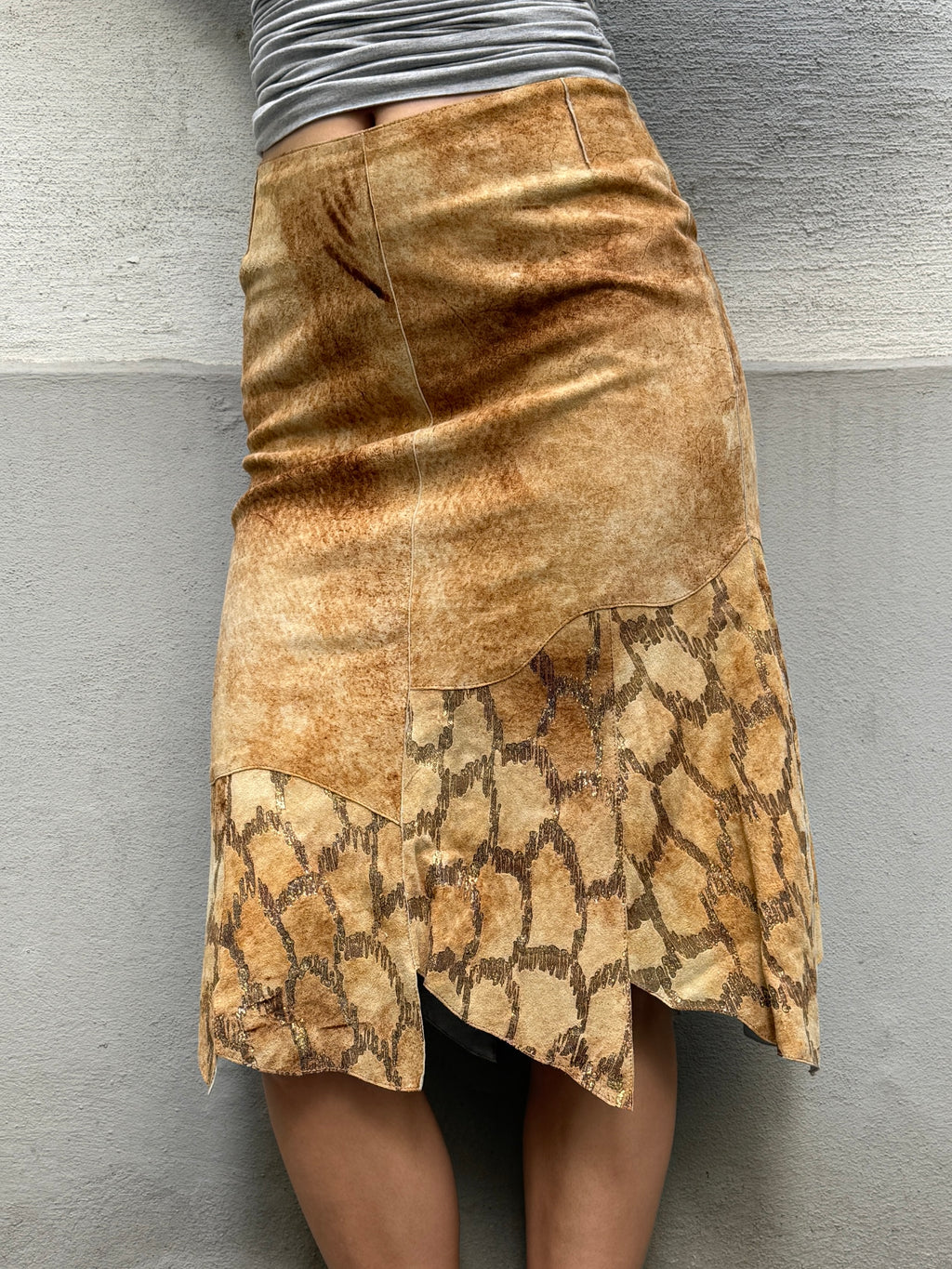 Vintage Y2K 100% Genuine Leather Avant Garde Skirt S