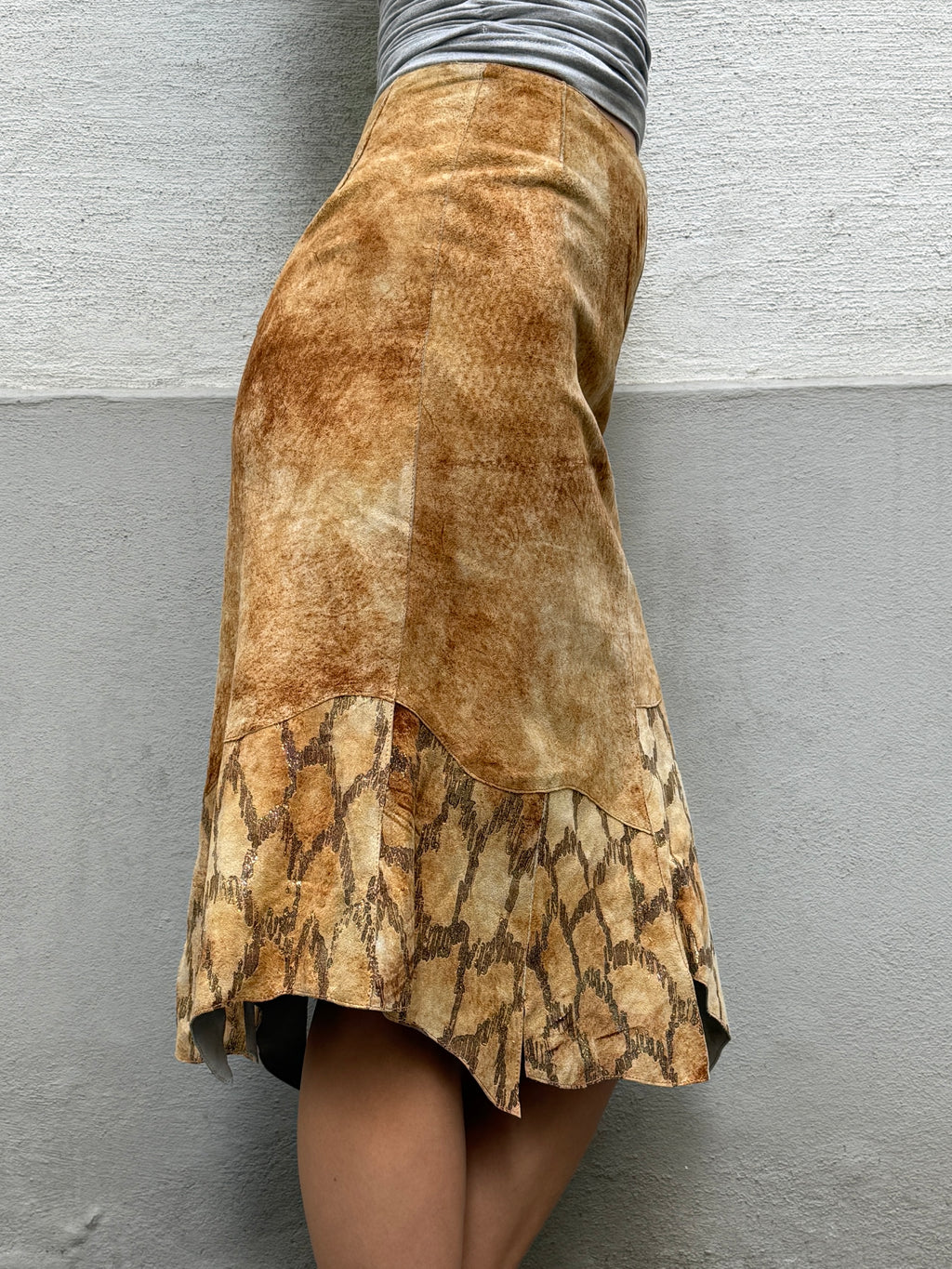 Vintage Y2K 100% Genuine Leather Avant Garde Skirt S