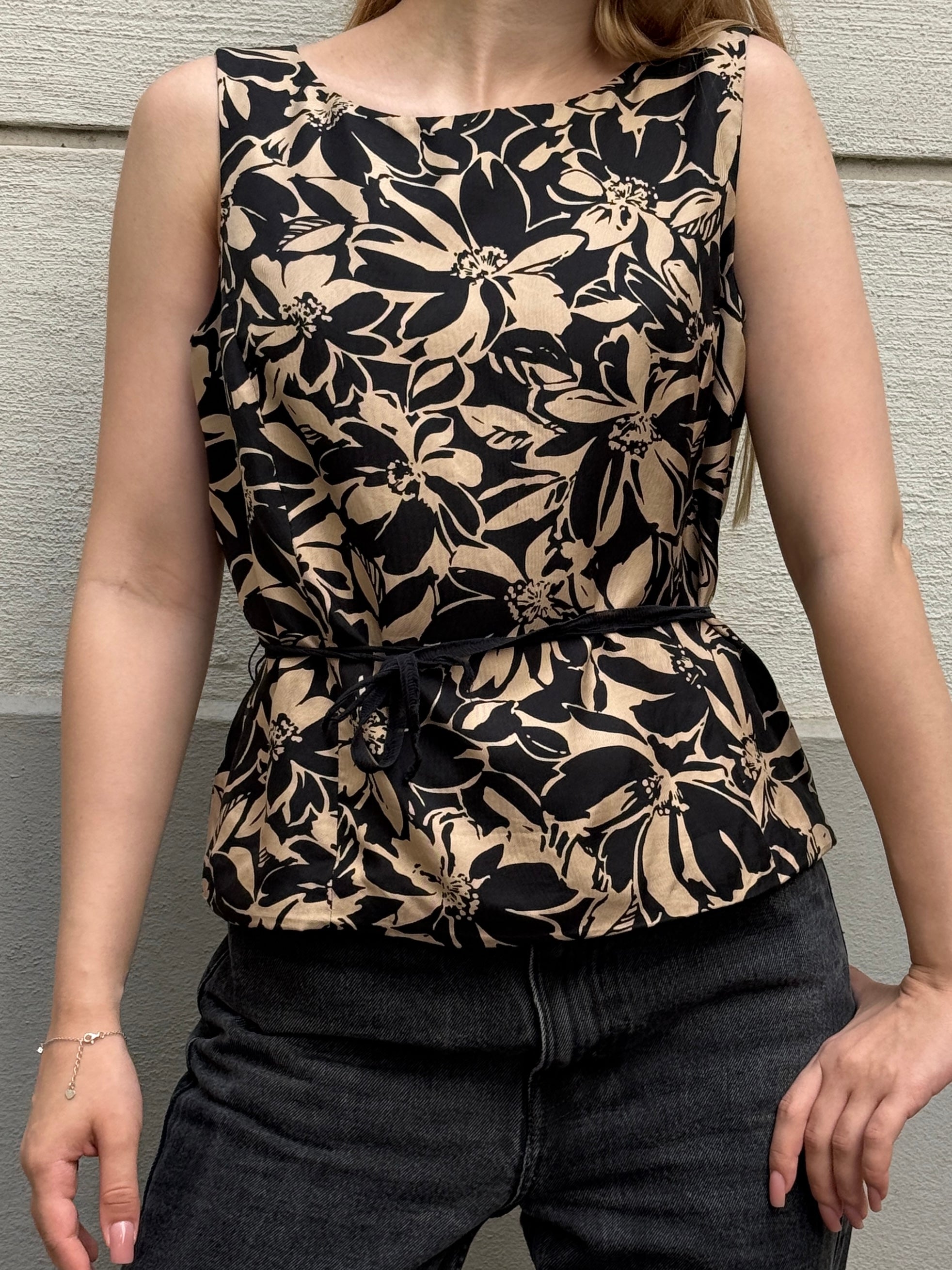 Vintage 100% Silk Printed Blouse