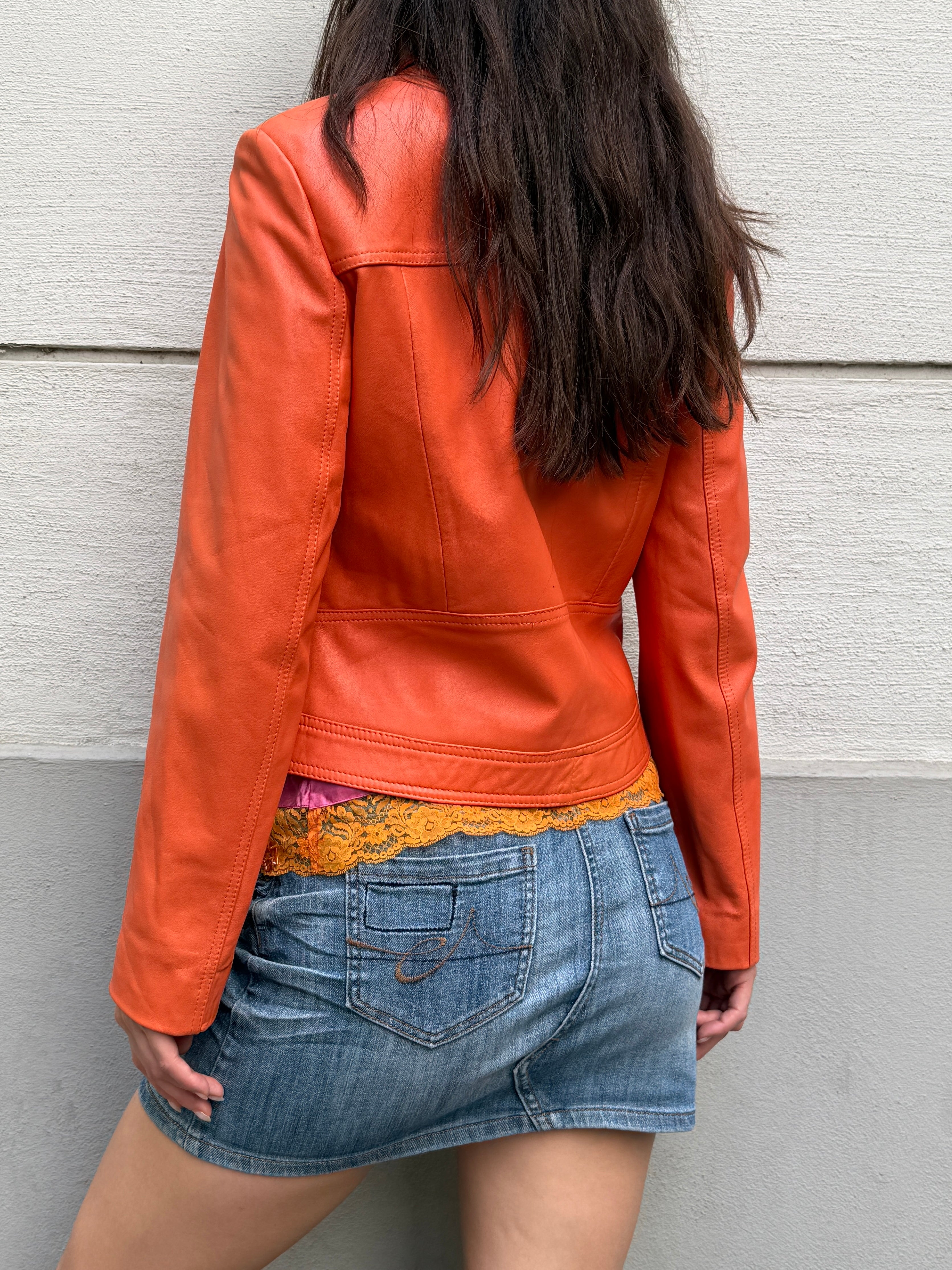 Vintage 100% Genuine Leather Orange Jacket M