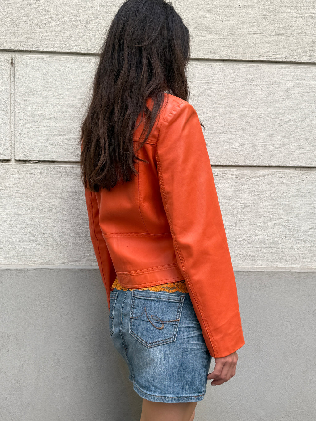 Vintage 100% Genuine Leather Orange Jacket M