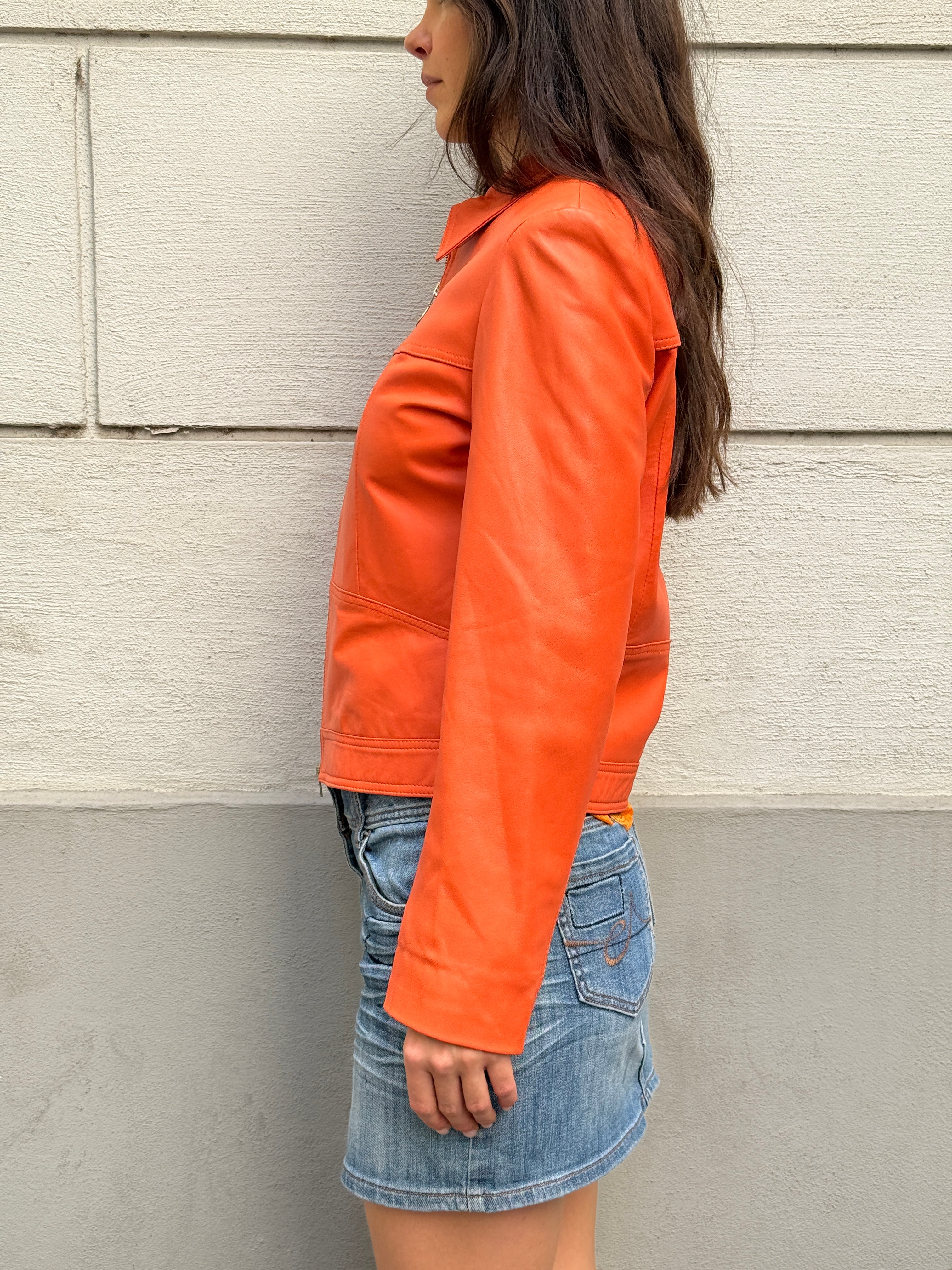 Vintage 100% Genuine Leather Orange Jacket M