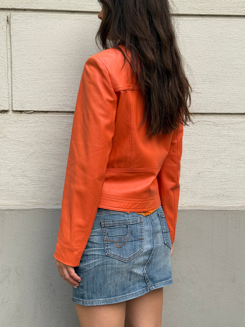 Vintage 100% Genuine Leather Orange Jacket M