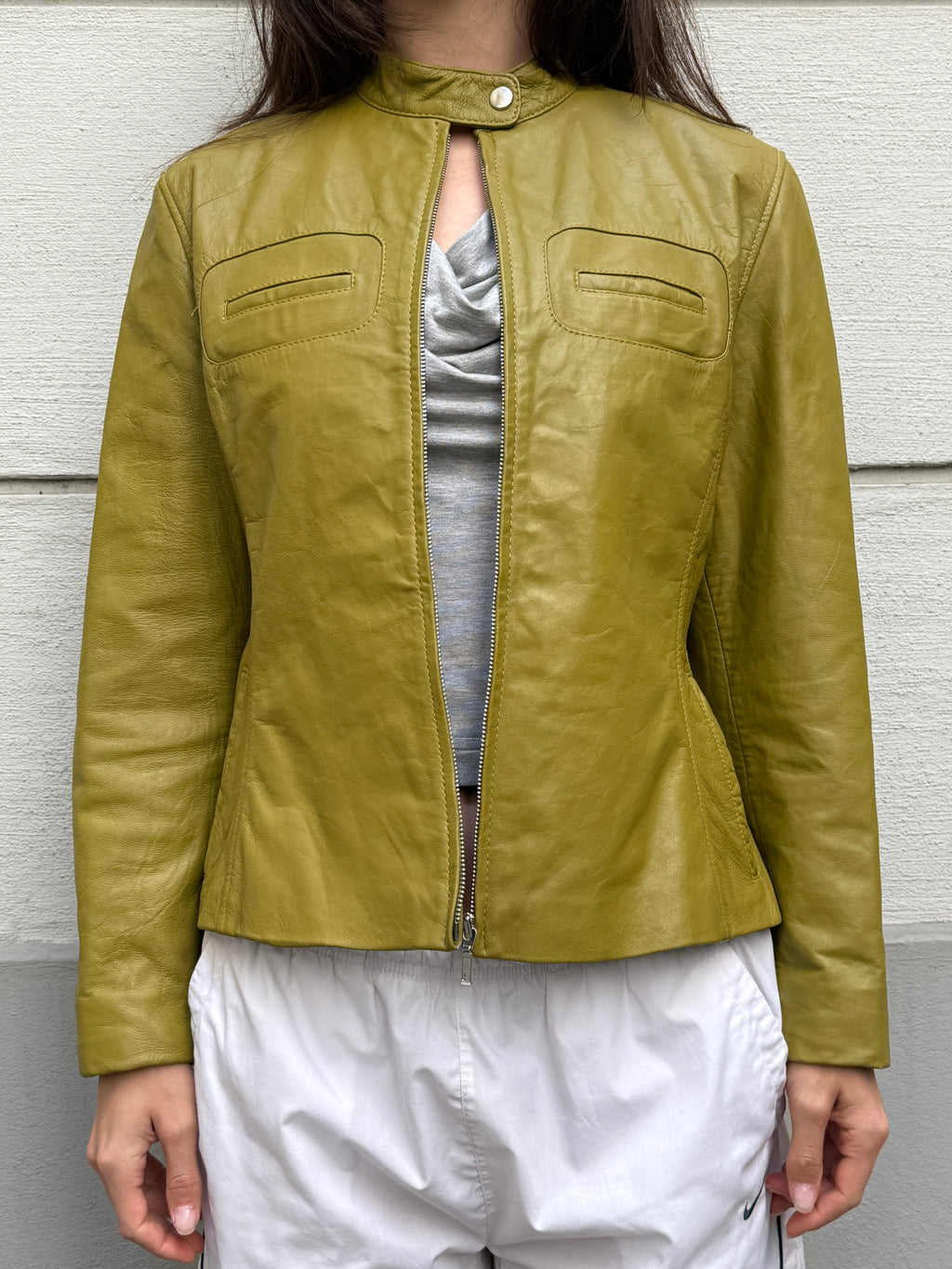 Vintage Olive Green 100% Genuine Leather Jacket M/L