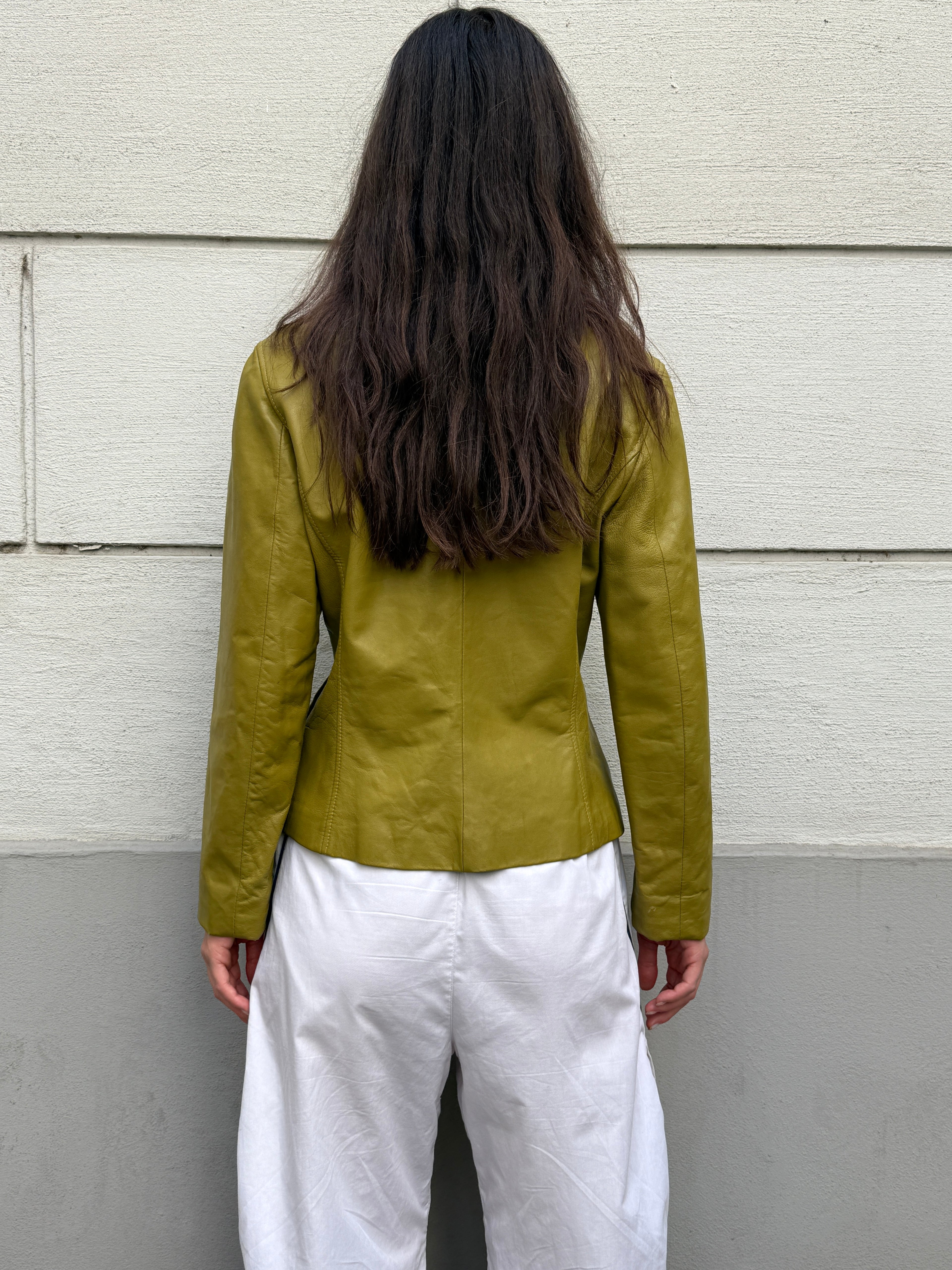 Vintage Olive Green 100% Genuine Leather Jacket M/L