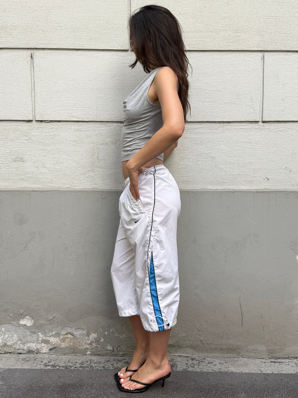 Vintage Nike White Capri Trousers M