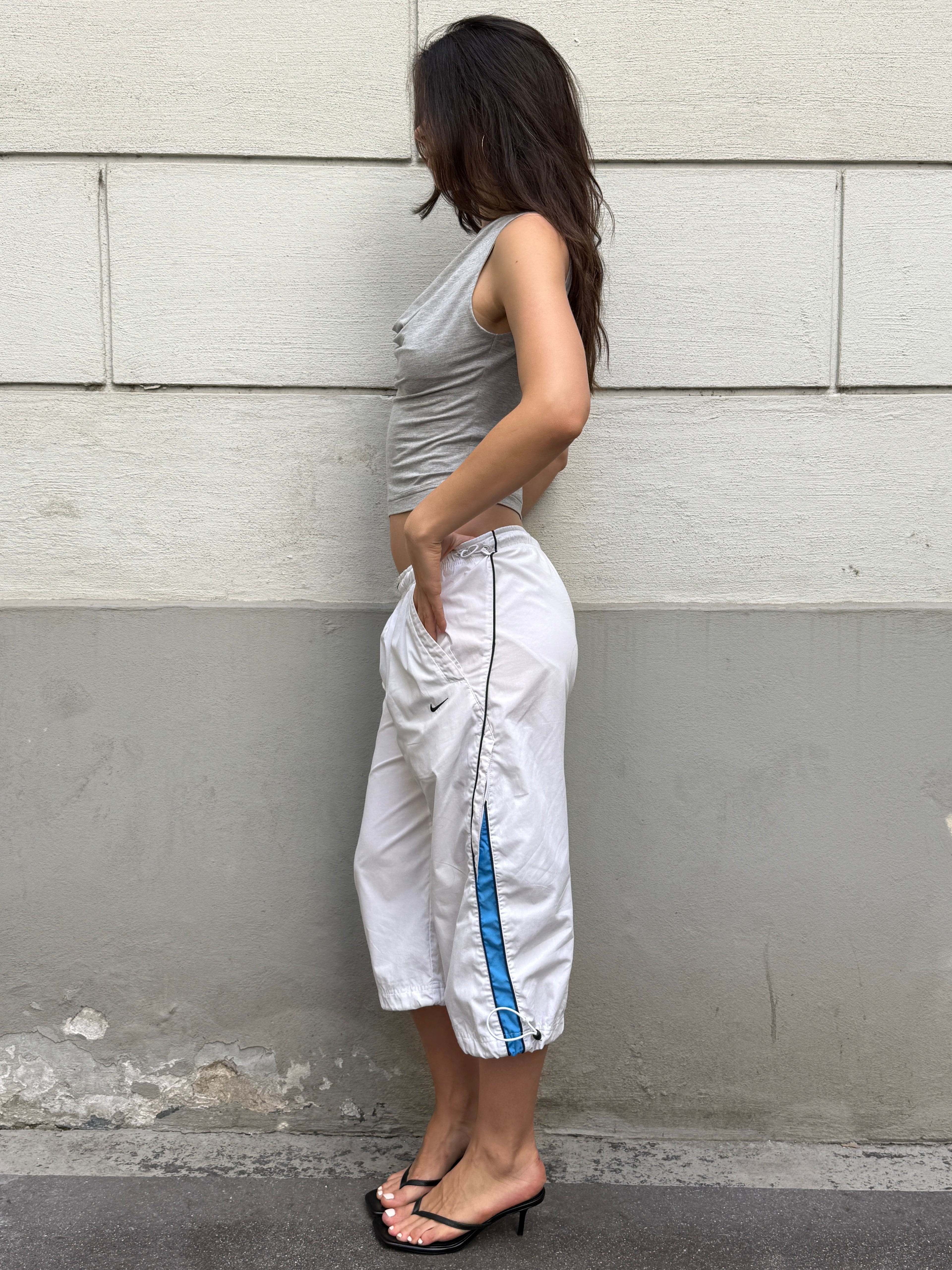 Vintage Nike White Capri Trousers M