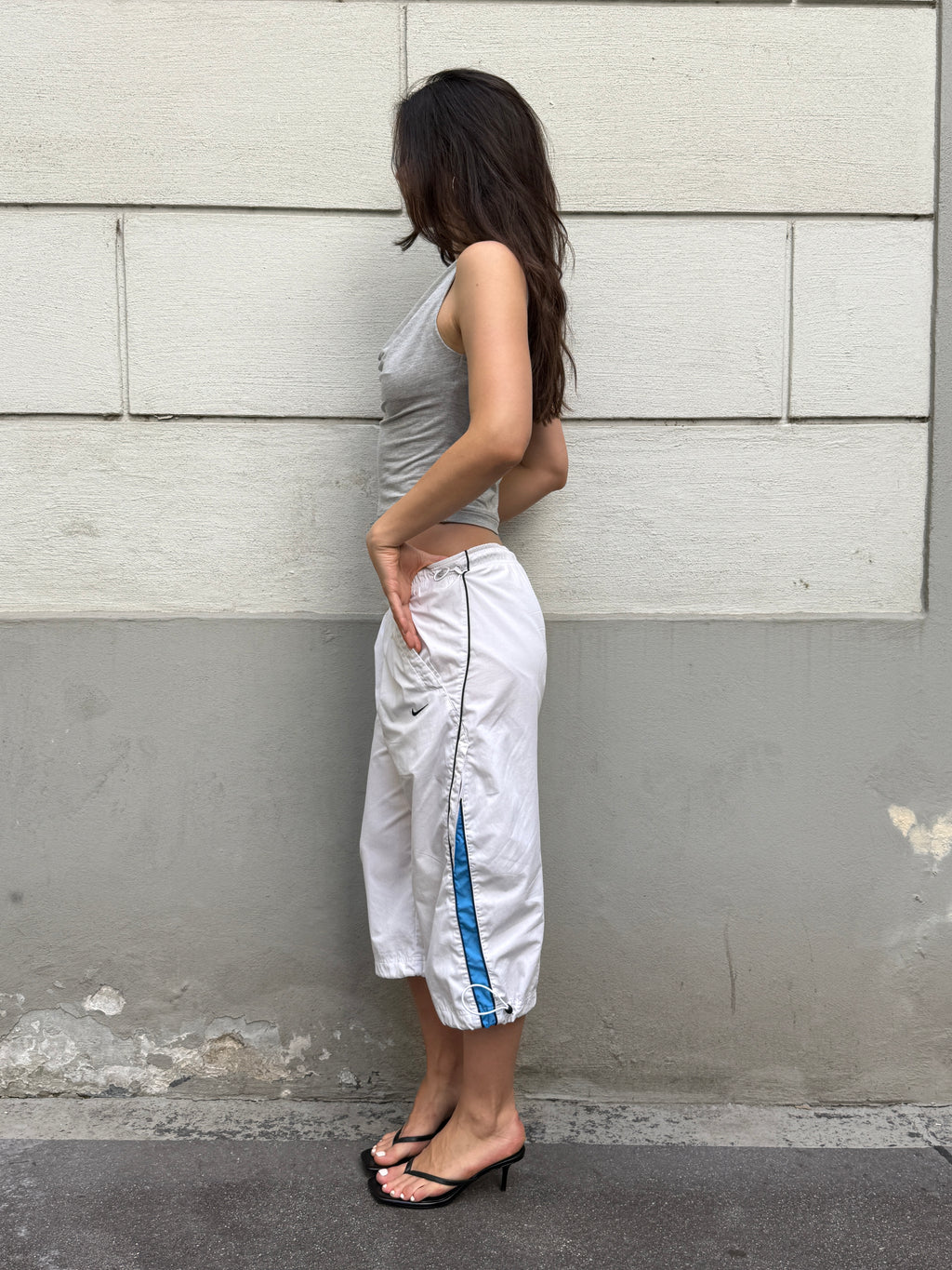 Vintage Nike White Capri Trousers M