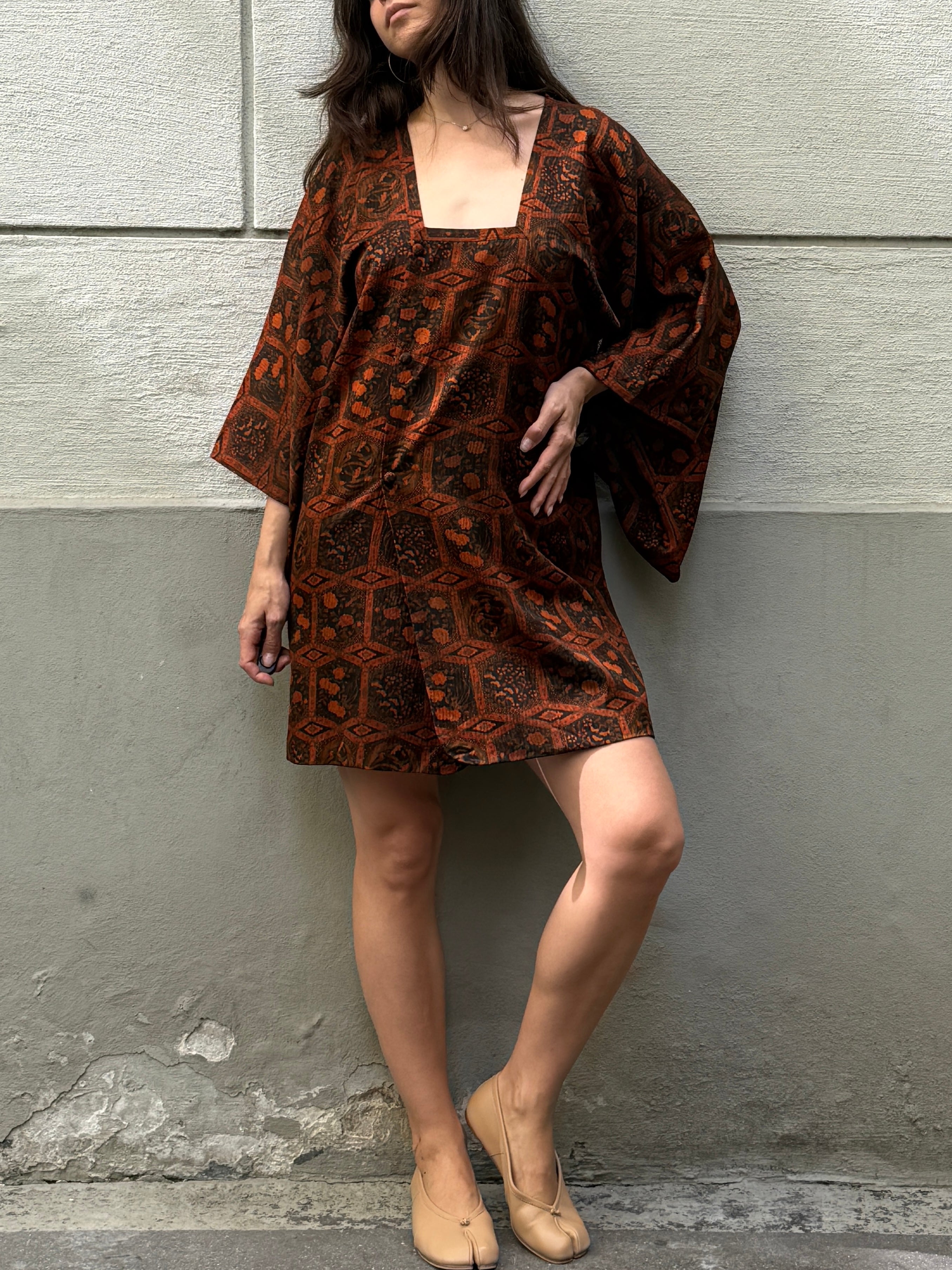 Vintage Authentic Red Japanese Kimono Dress