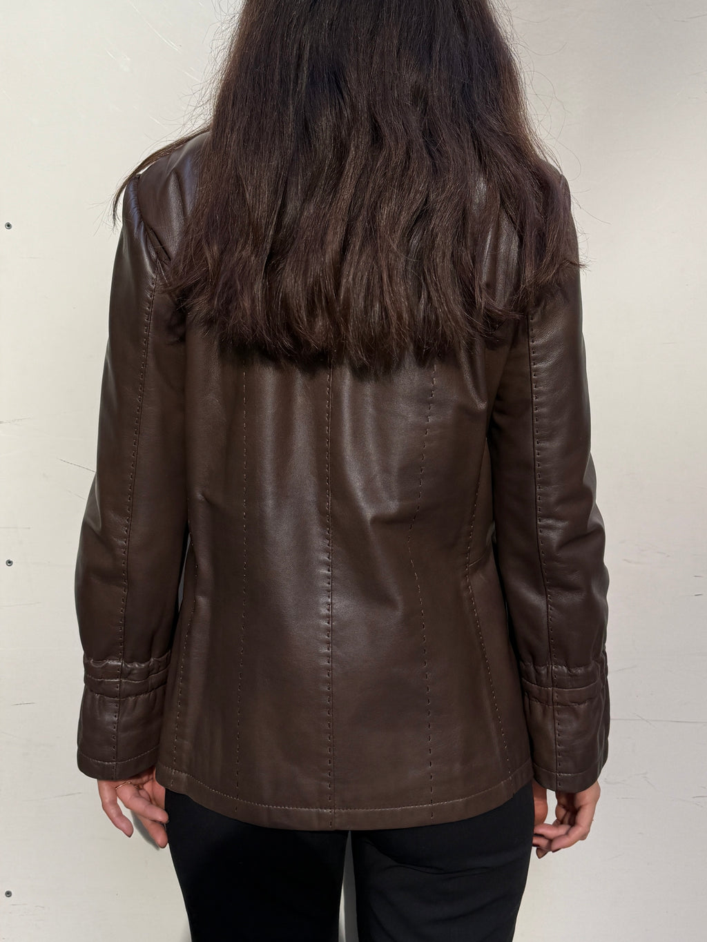 Vintage 100% Genuine Leather Brown High Neck Jacket M