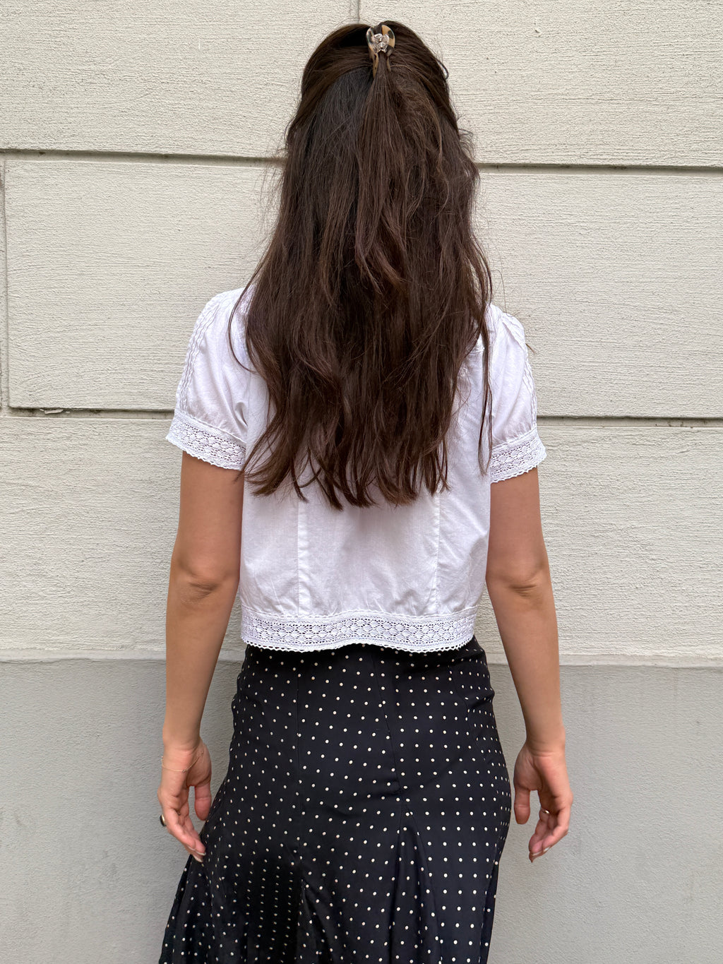 Vintage 100% Cotton Front Tie Blouse S/M