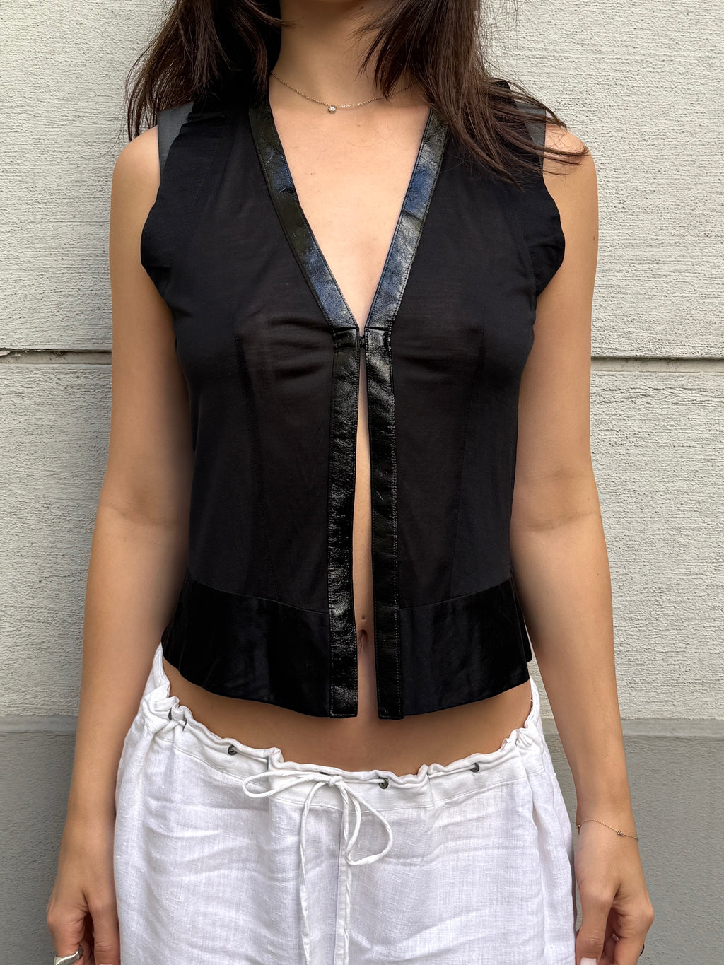 Balenciaga 100% Silk Black Open Front Top S/M