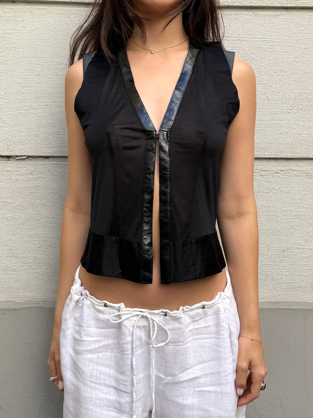 Balenciaga 100% Silk Black Open Front Top S/M