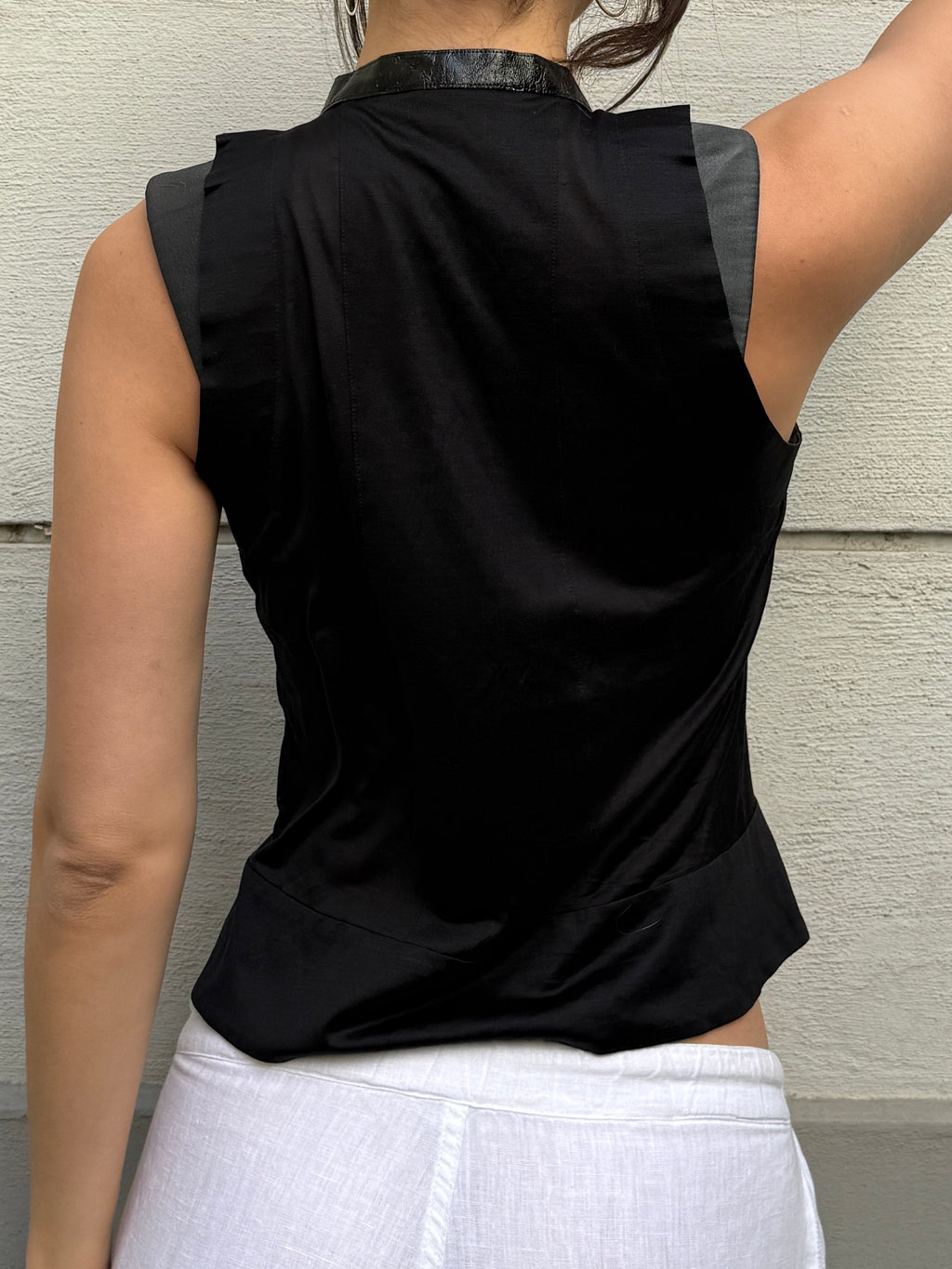 Balenciaga 100% Silk Black Open Front Top S/M