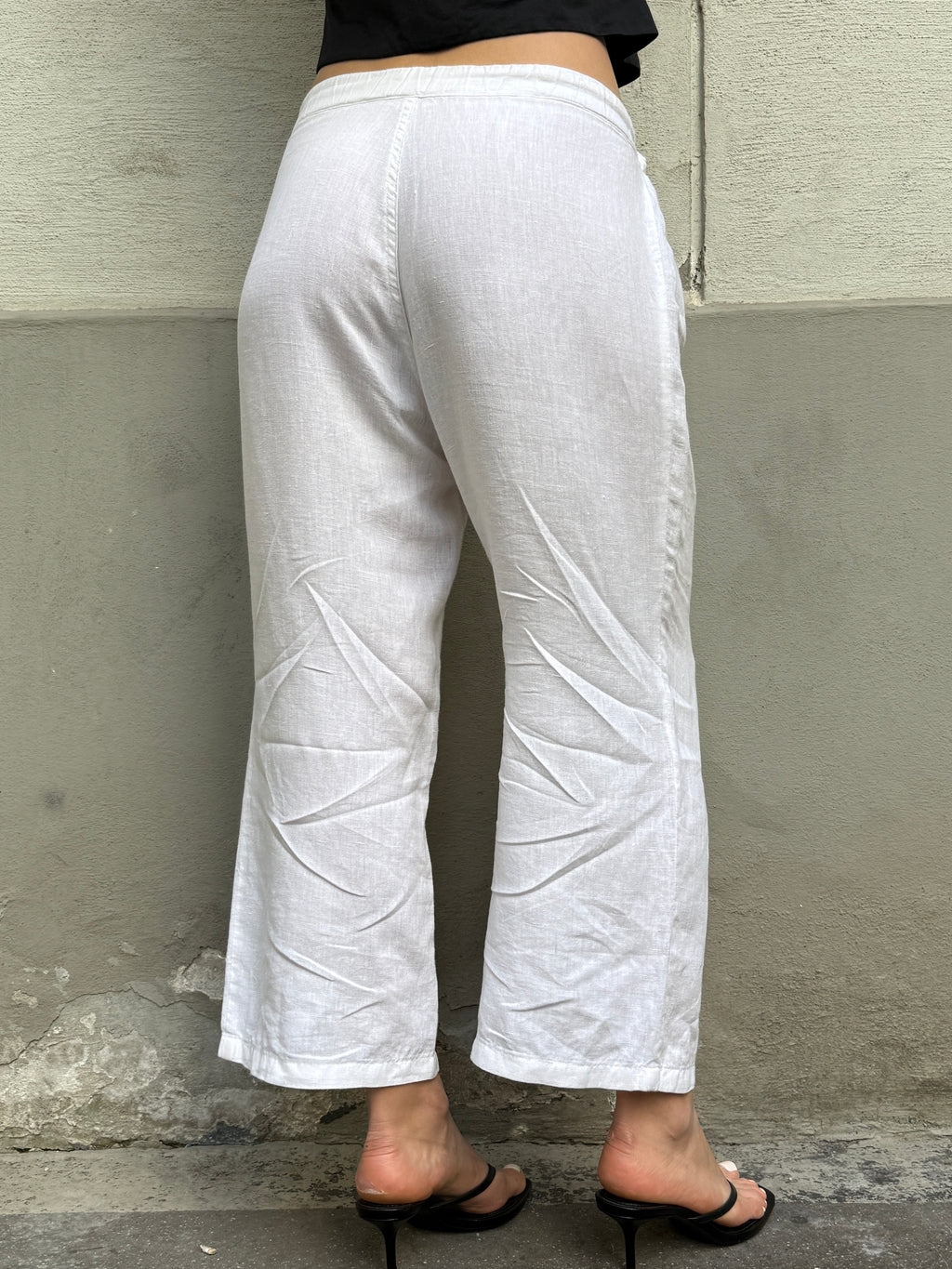 Vintage 100% Linen White Capri Pants M/L