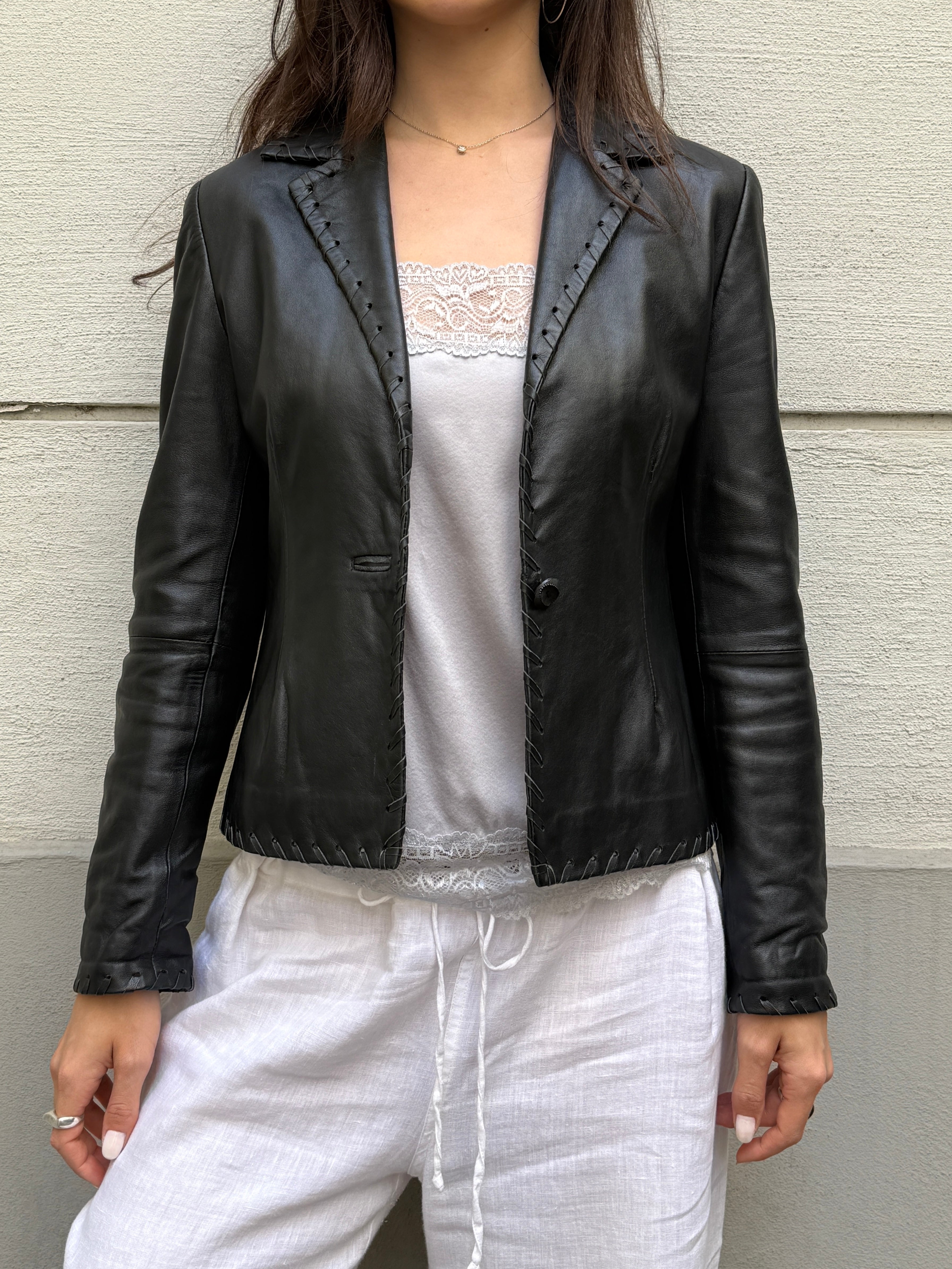 Vintage 100% Genuine Leather Black Jacket M
