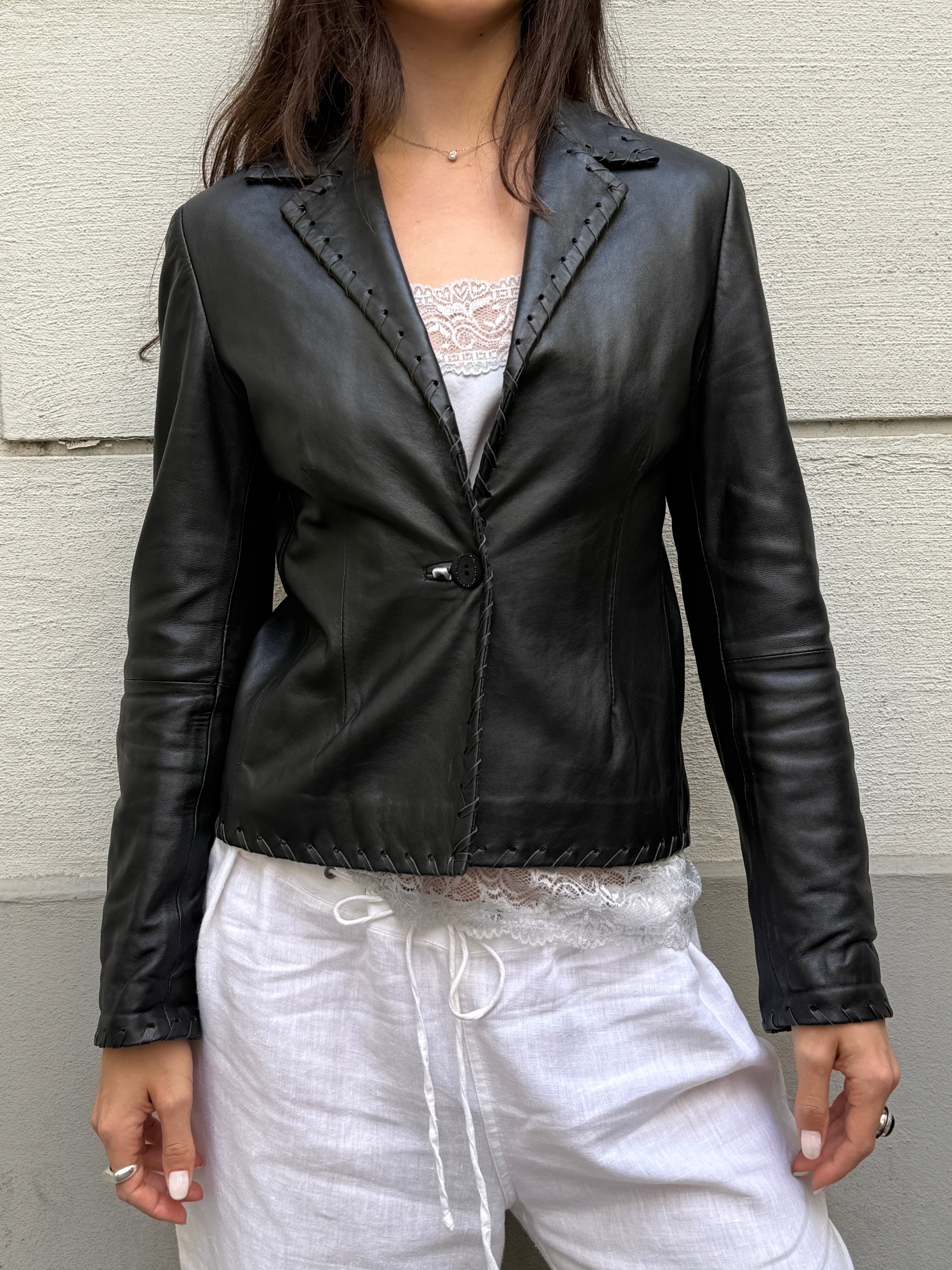 Vintage 100% Genuine Leather Black Jacket M