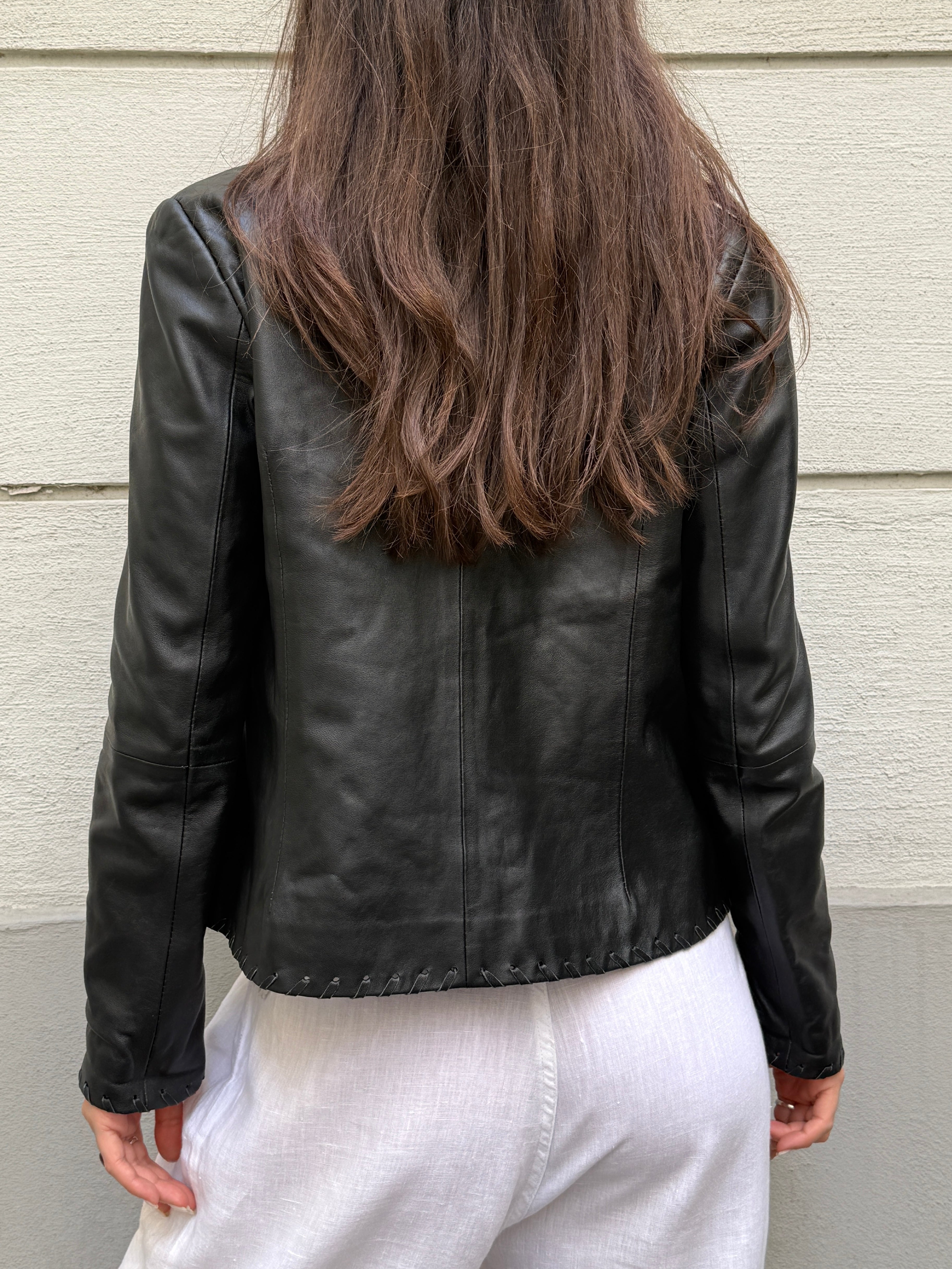 Vintage 100% Genuine Leather Black Jacket M