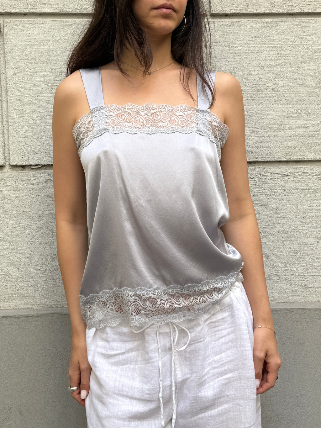 Vintage Y2K 100% Silk Lace Camisole Tank M/L