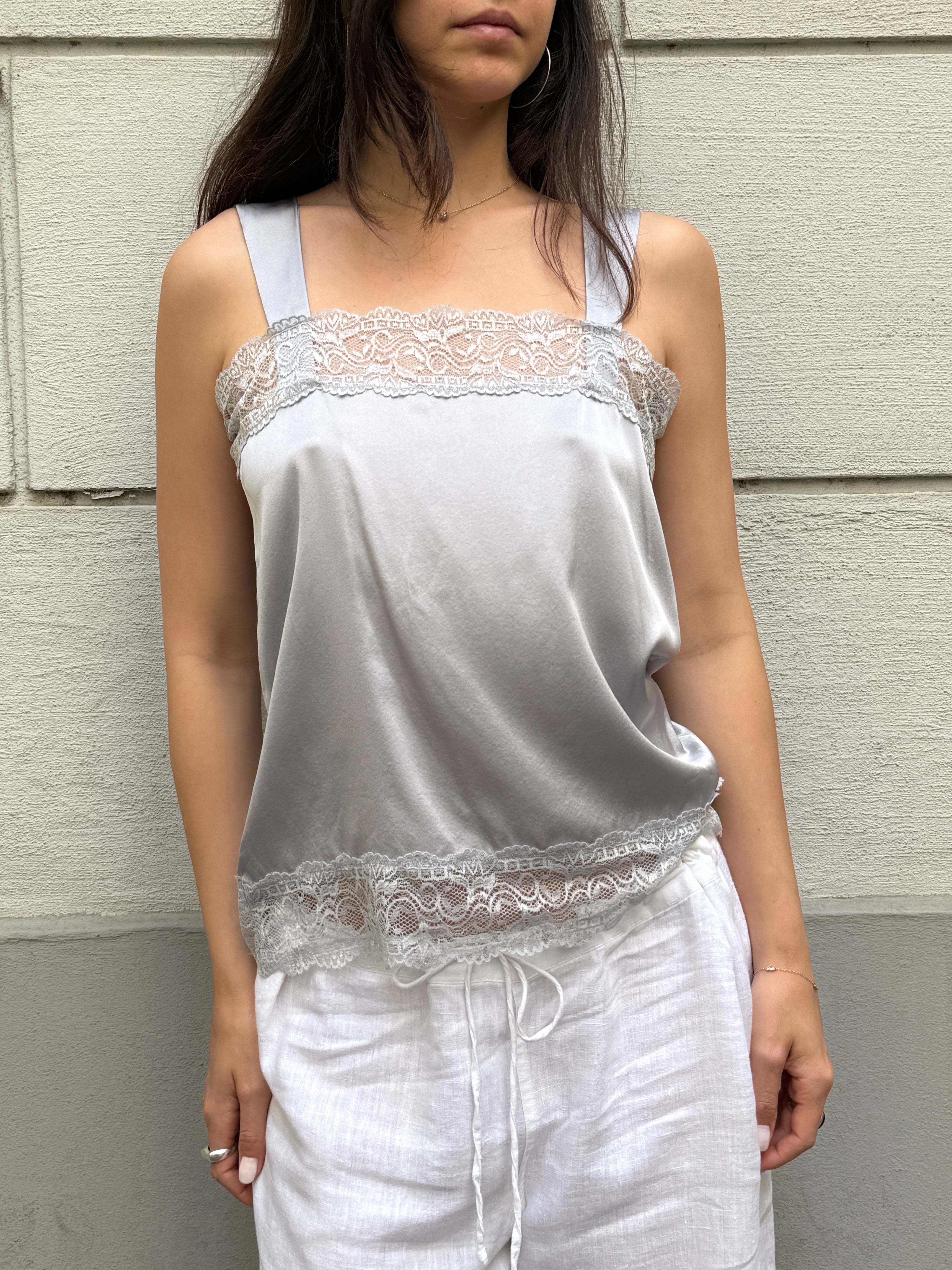 Vintage Y2K 100% Silk Lace Camisole Tank M/L