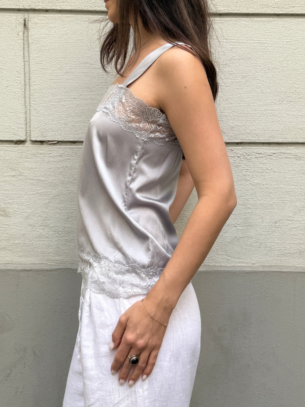 Vintage Y2K 100% Silk Lace Camisole Tank M/L