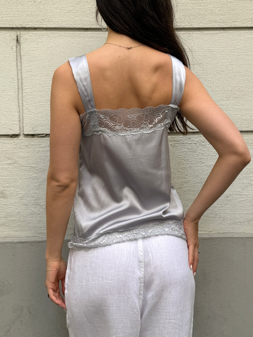 Vintage Y2K 100% Silk Lace Camisole Tank M/L