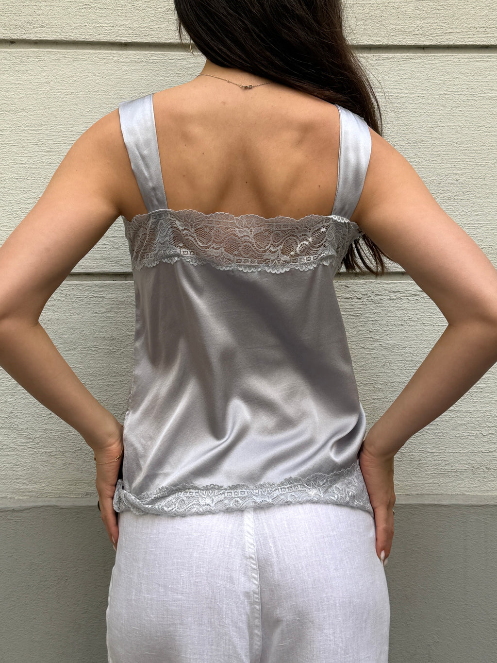 Vintage Y2K 100% Silk Lace Camisole Tank M/L