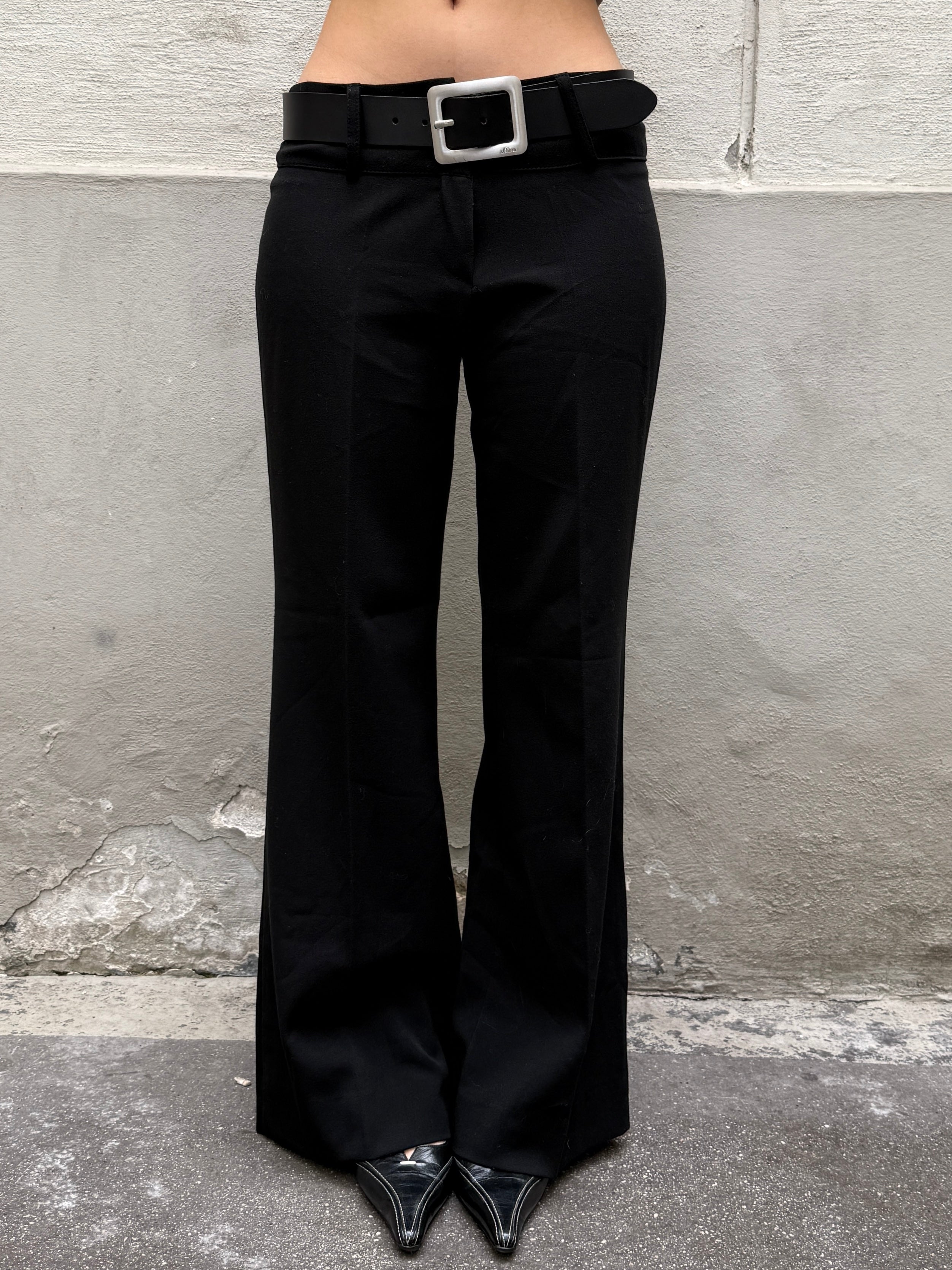 Vintage Black Straight/Bootleg Trousers S/Petite