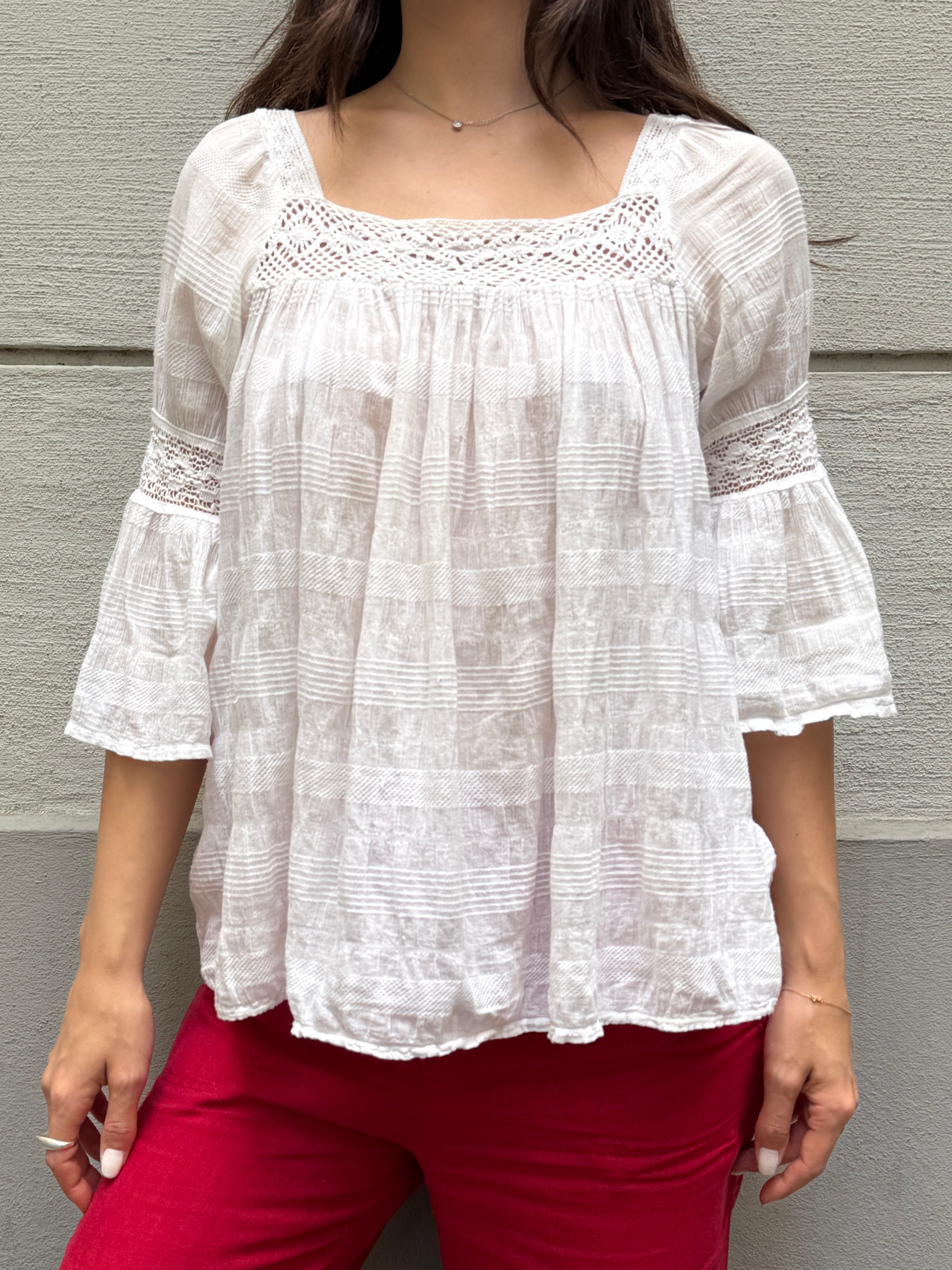 Vintage 100% Cotton White Blouse S/M