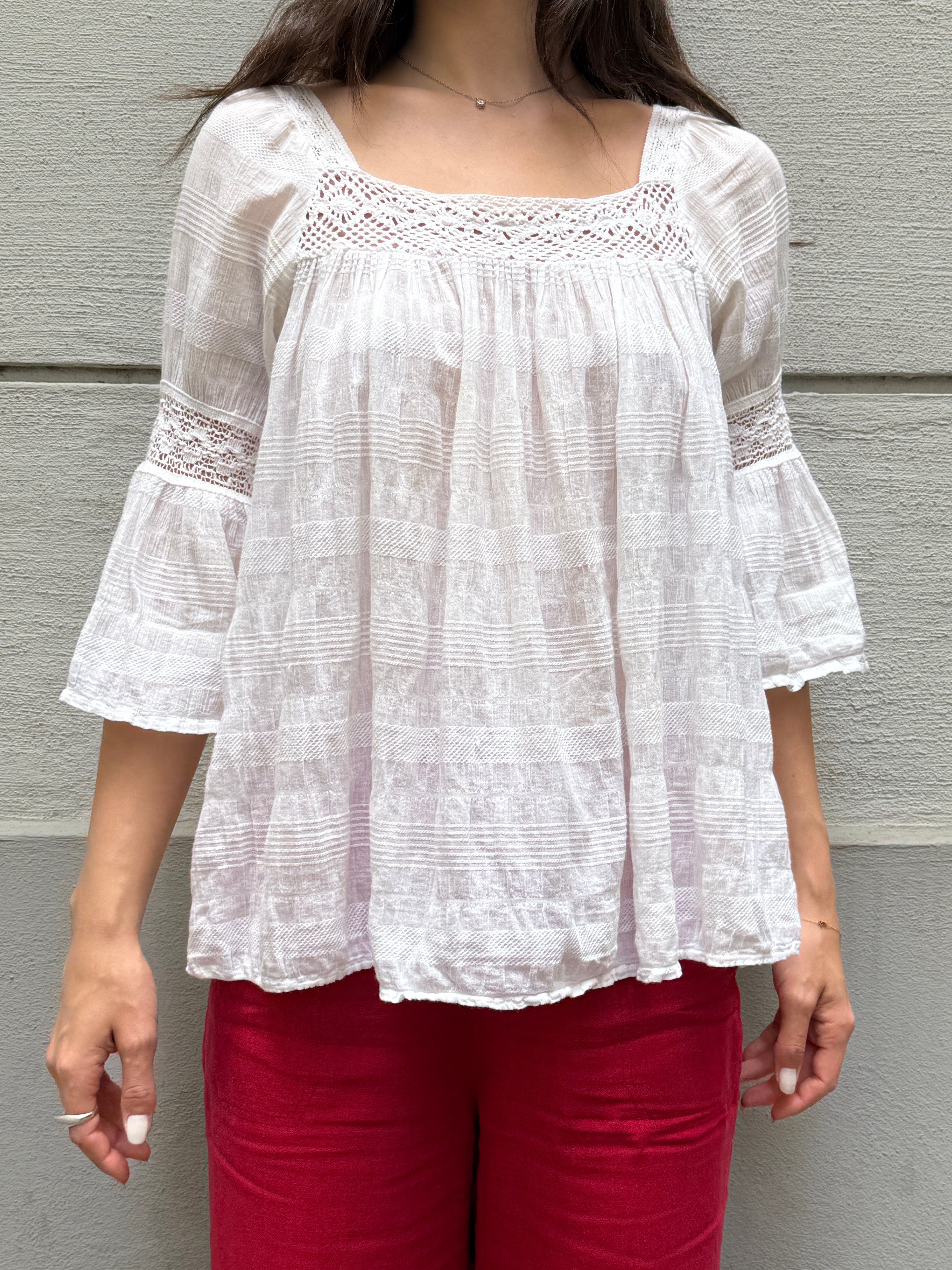 Vintage 100% Cotton White Blouse S/M