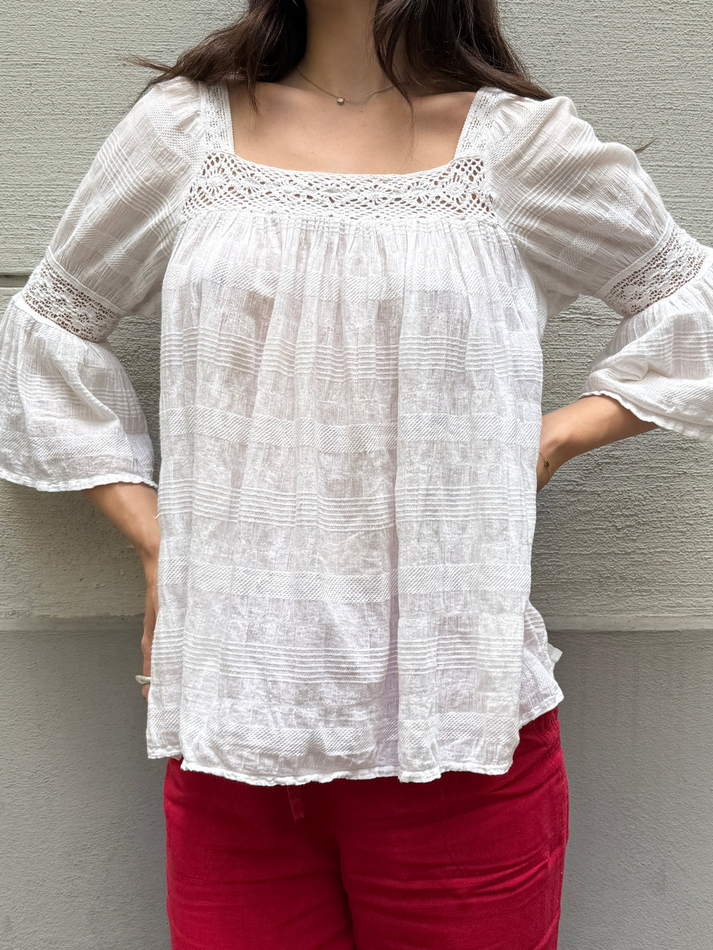 Vintage 100% Cotton White Blouse S/M