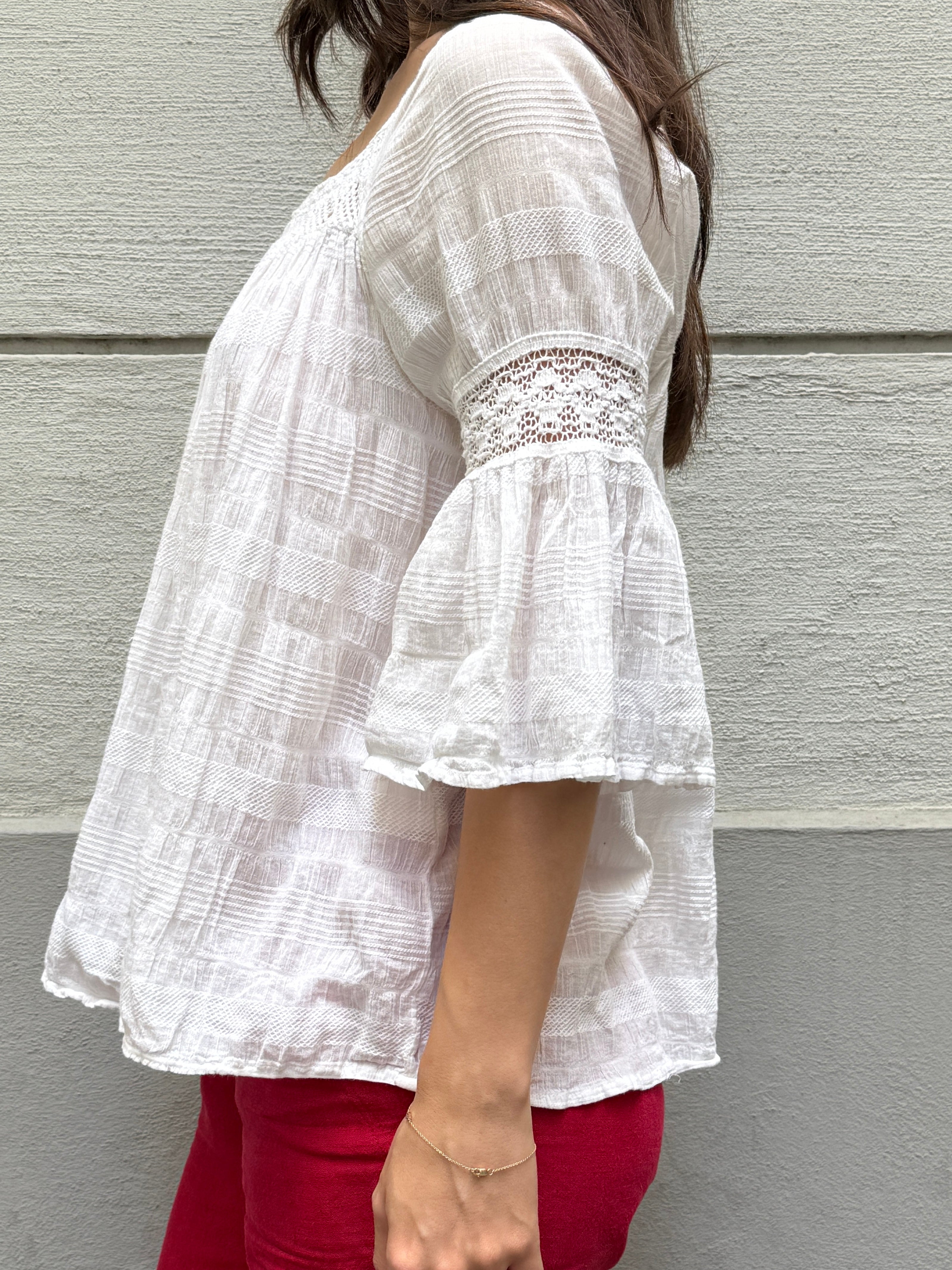 Vintage 100% Cotton White Blouse S/M