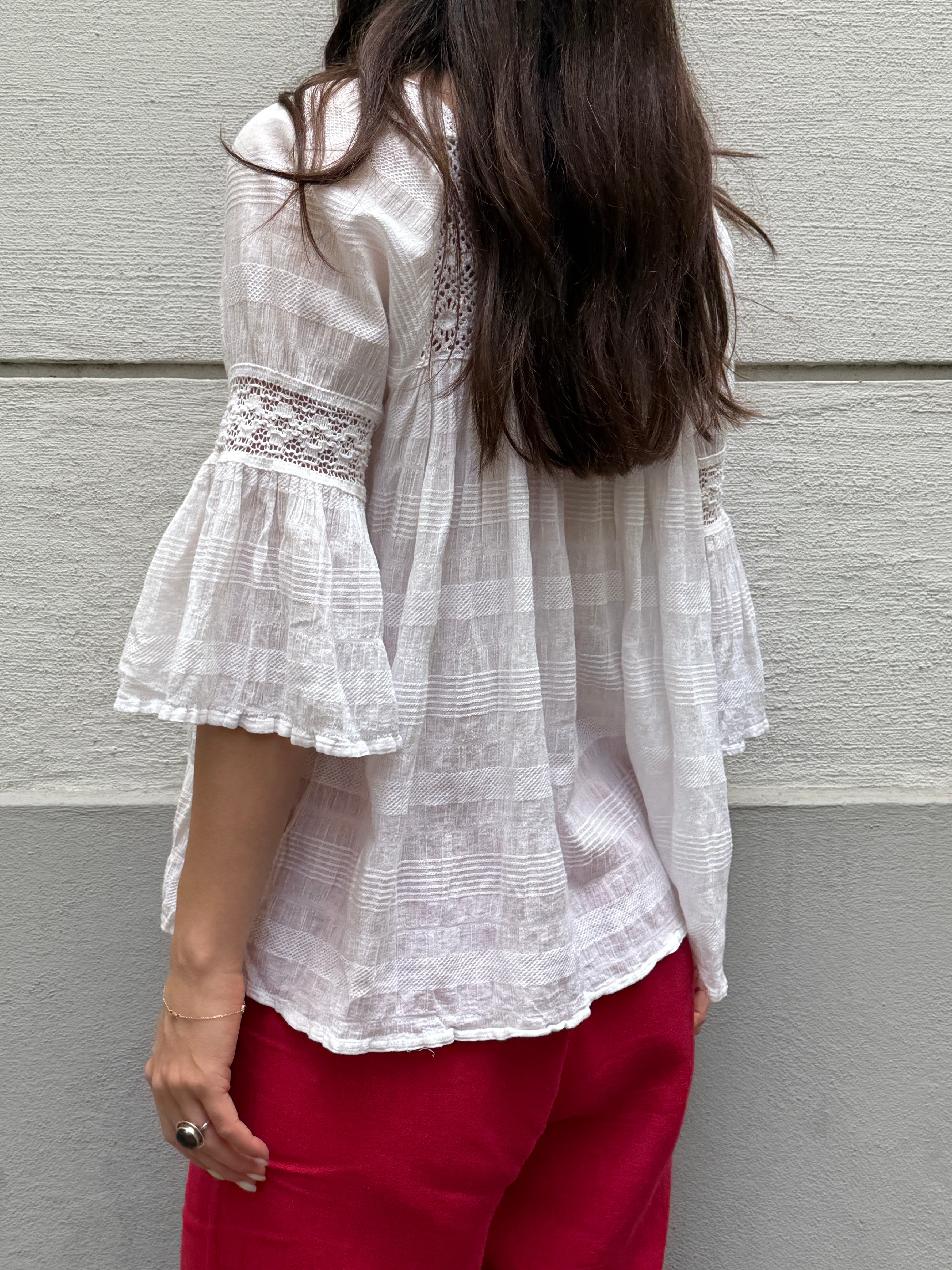 Vintage 100% Cotton White Blouse S/M