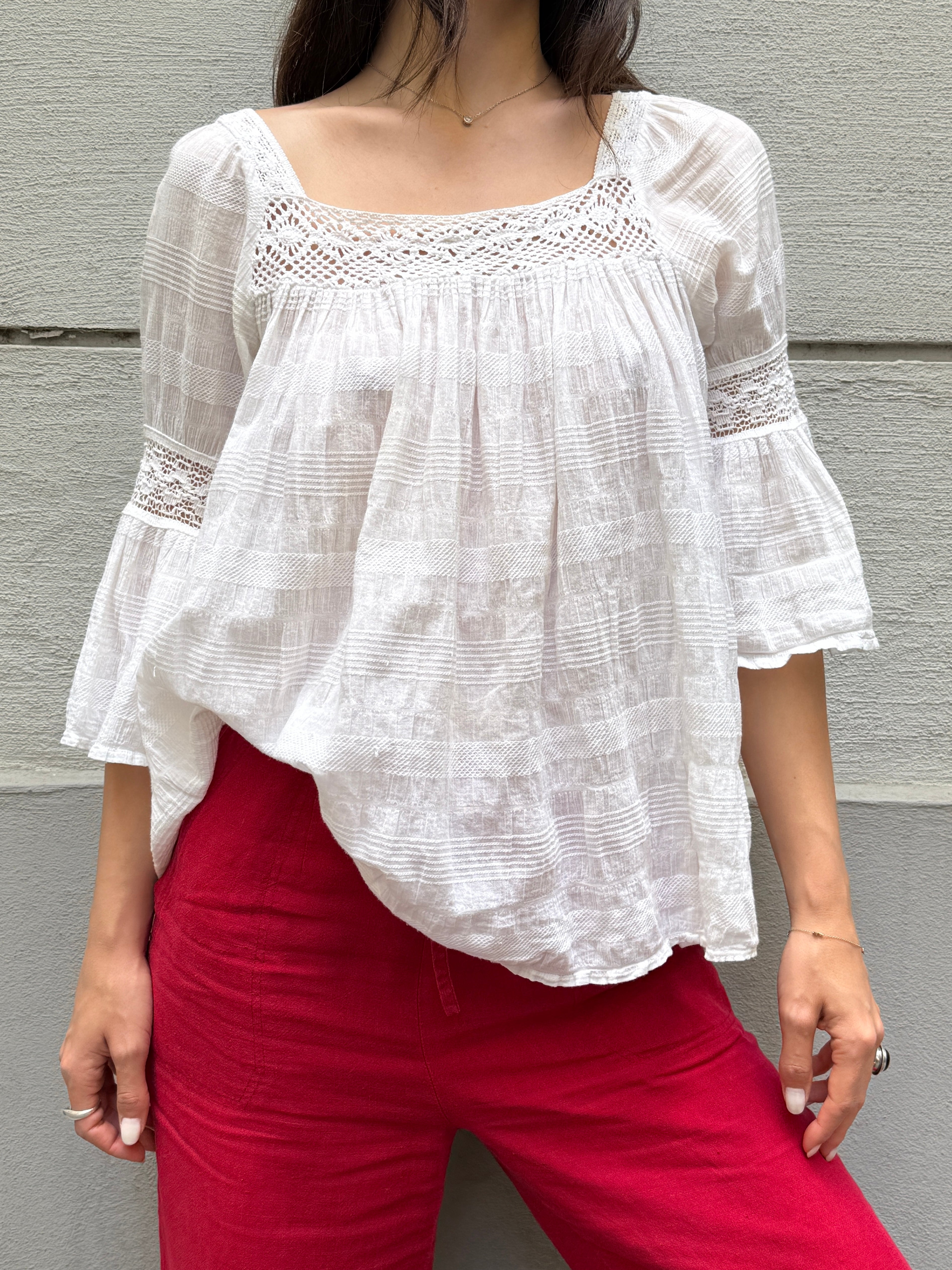 Vintage 100% Cotton White Blouse S/M
