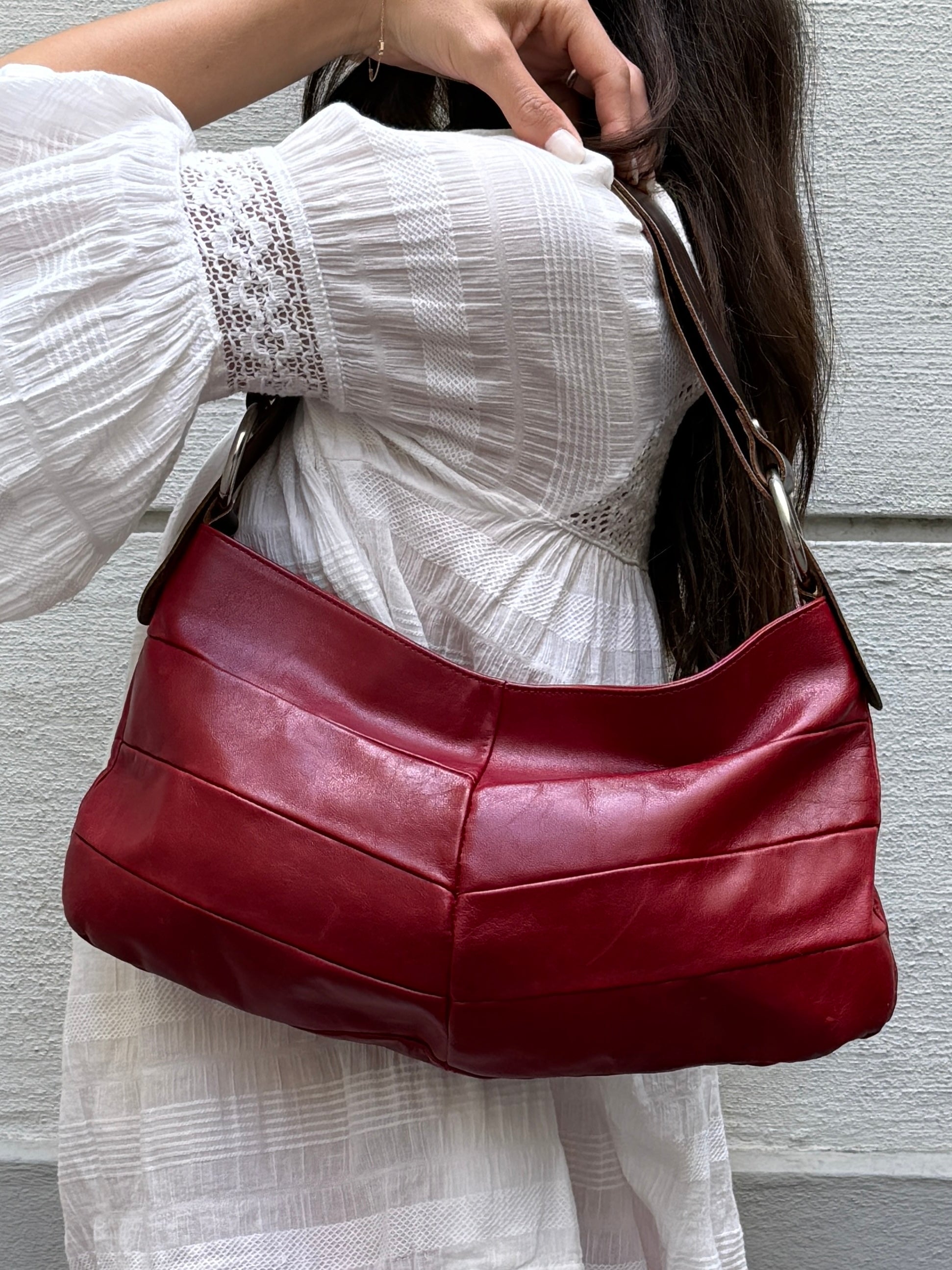 Vintage Y2K 100% Genuine Leather Red Bag