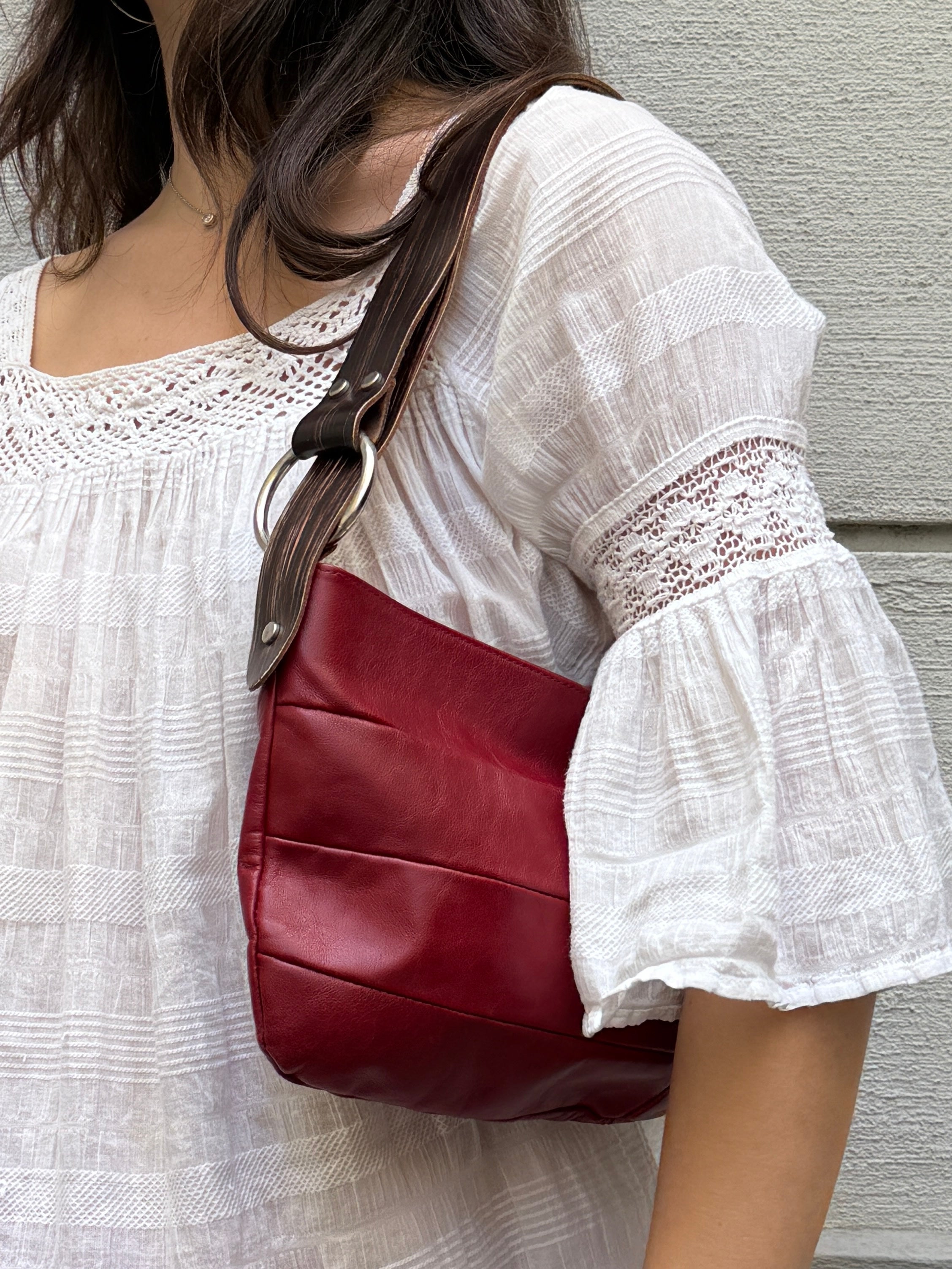 Vintage Y2K 100% Genuine Leather Red Bag
