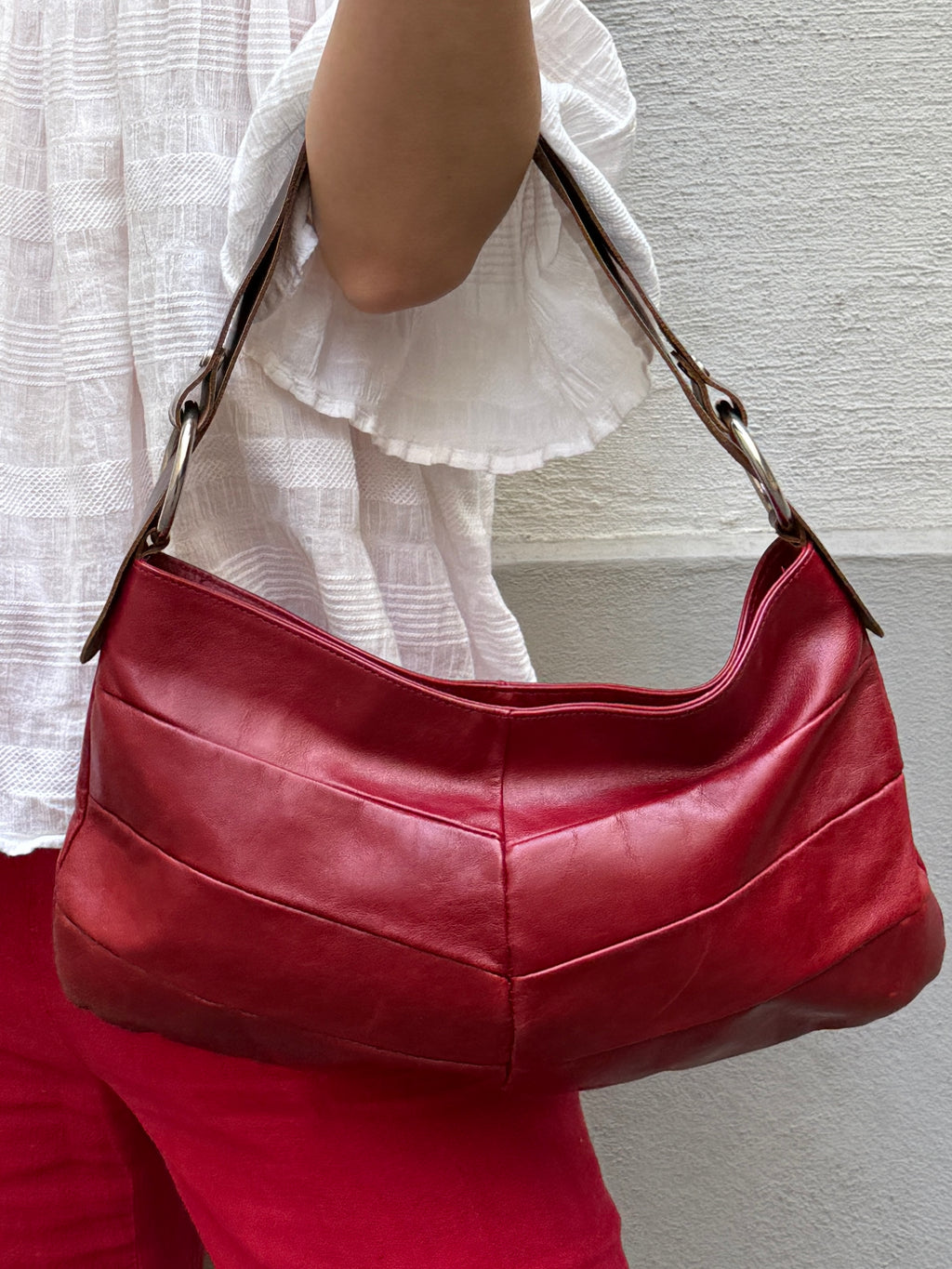 Vintage Y2K 100% Genuine Leather Red Bag