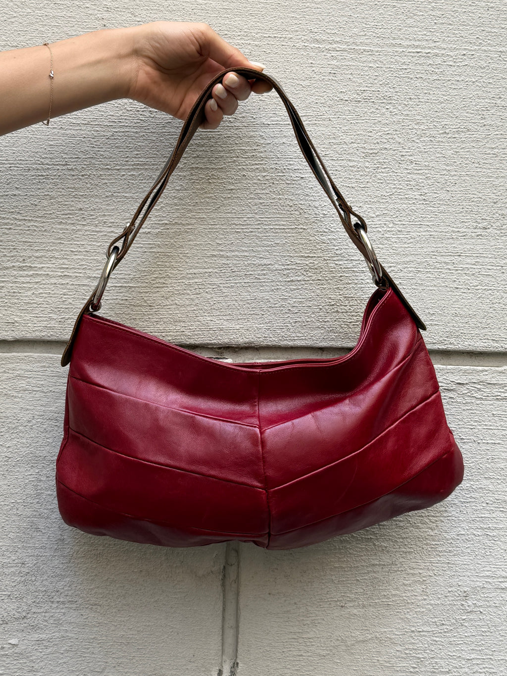 Vintage Y2K 100% Genuine Leather Red Bag