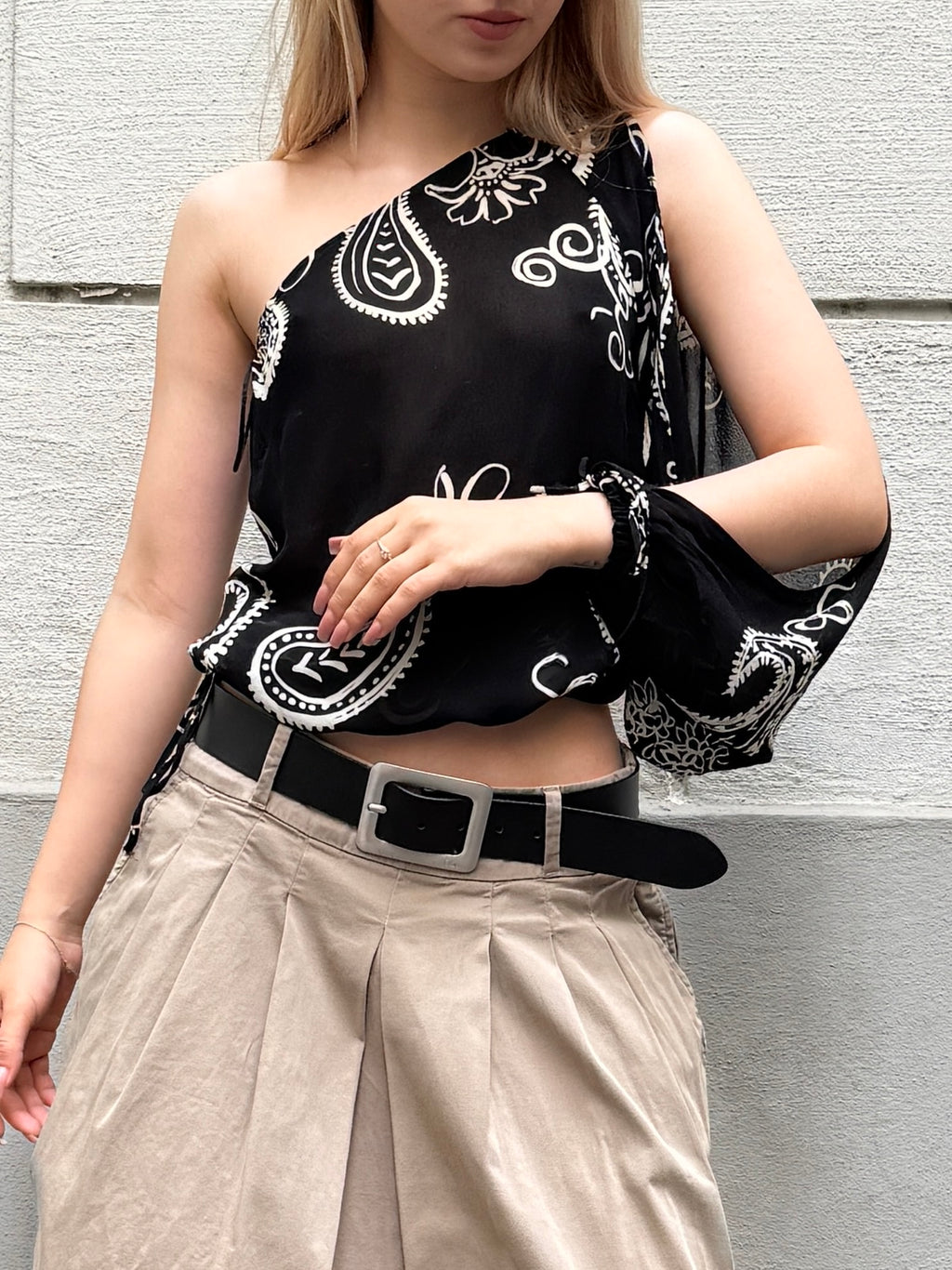 Vintage Y2K 100% Viscose Asymmetrical Top S