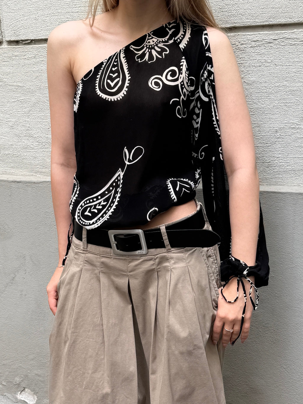 Vintage Y2K 100% Viscose Asymmetrical Top S