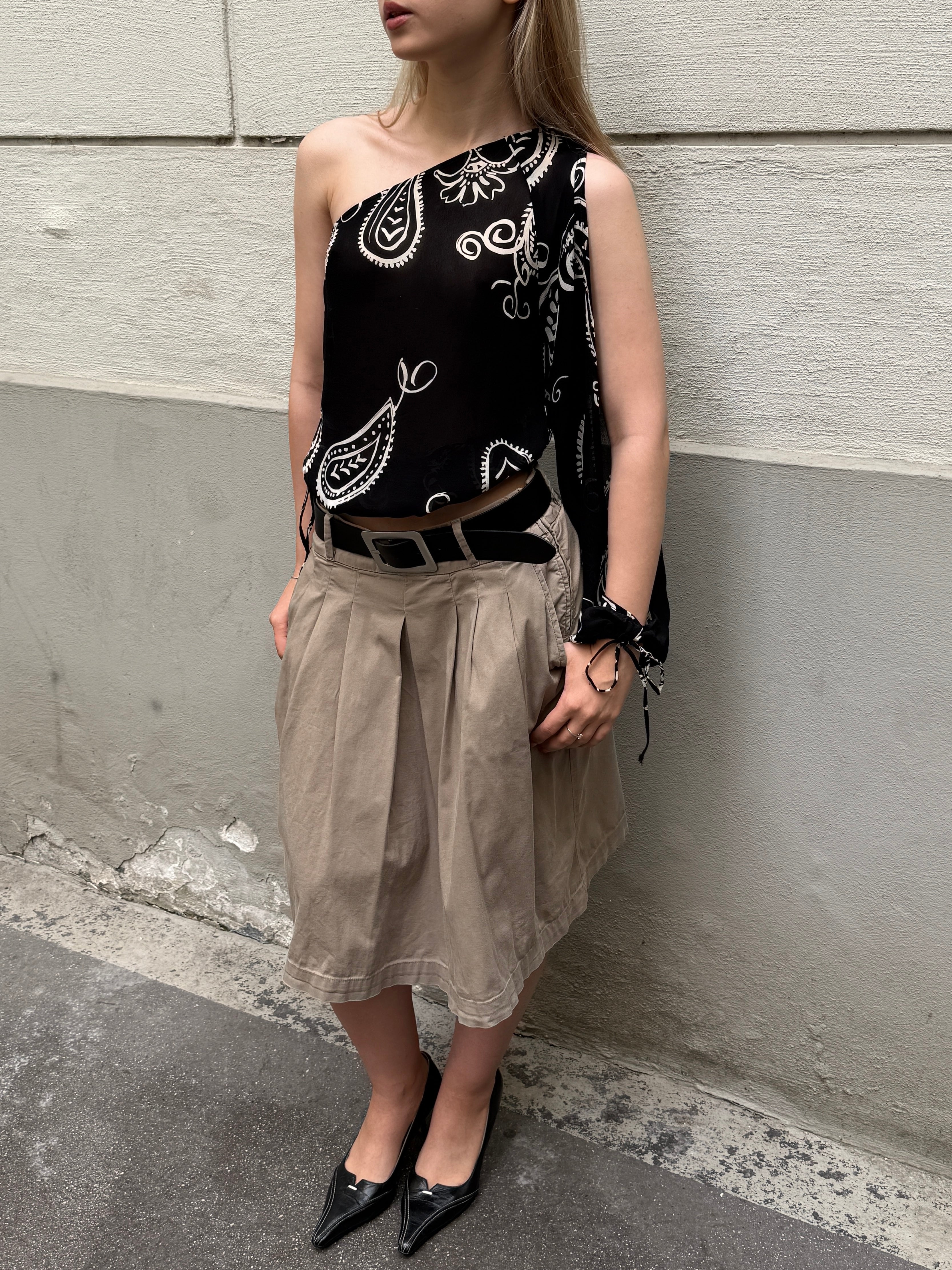 Vintage Y2K 100% Viscose Asymmetrical Top S