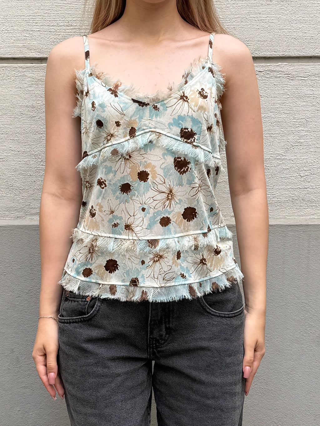 Vintage Silk Mesh Y2K Tank Top S/Petite