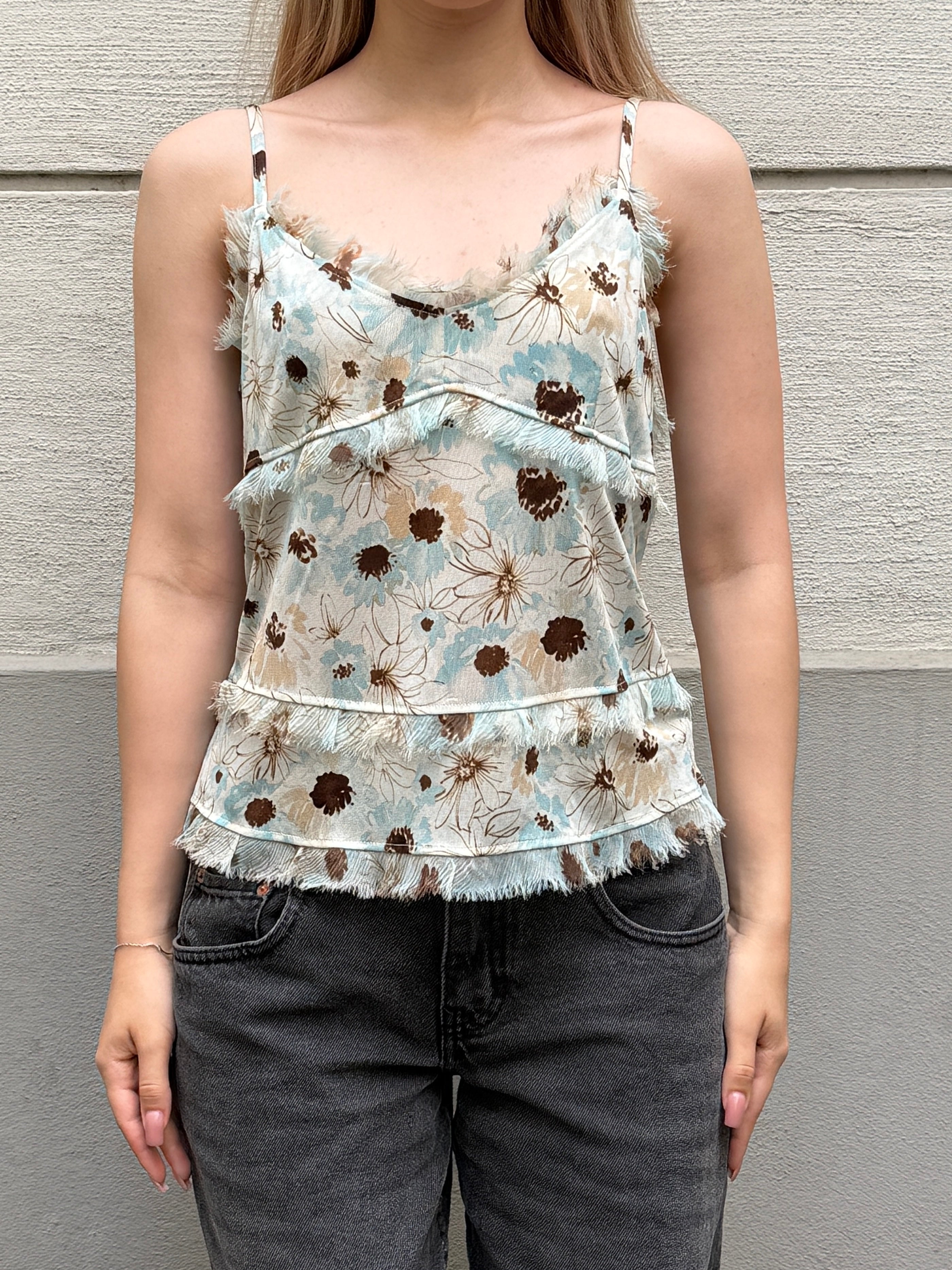 Vintage Silk Mesh Y2K Tank Top S/Petite